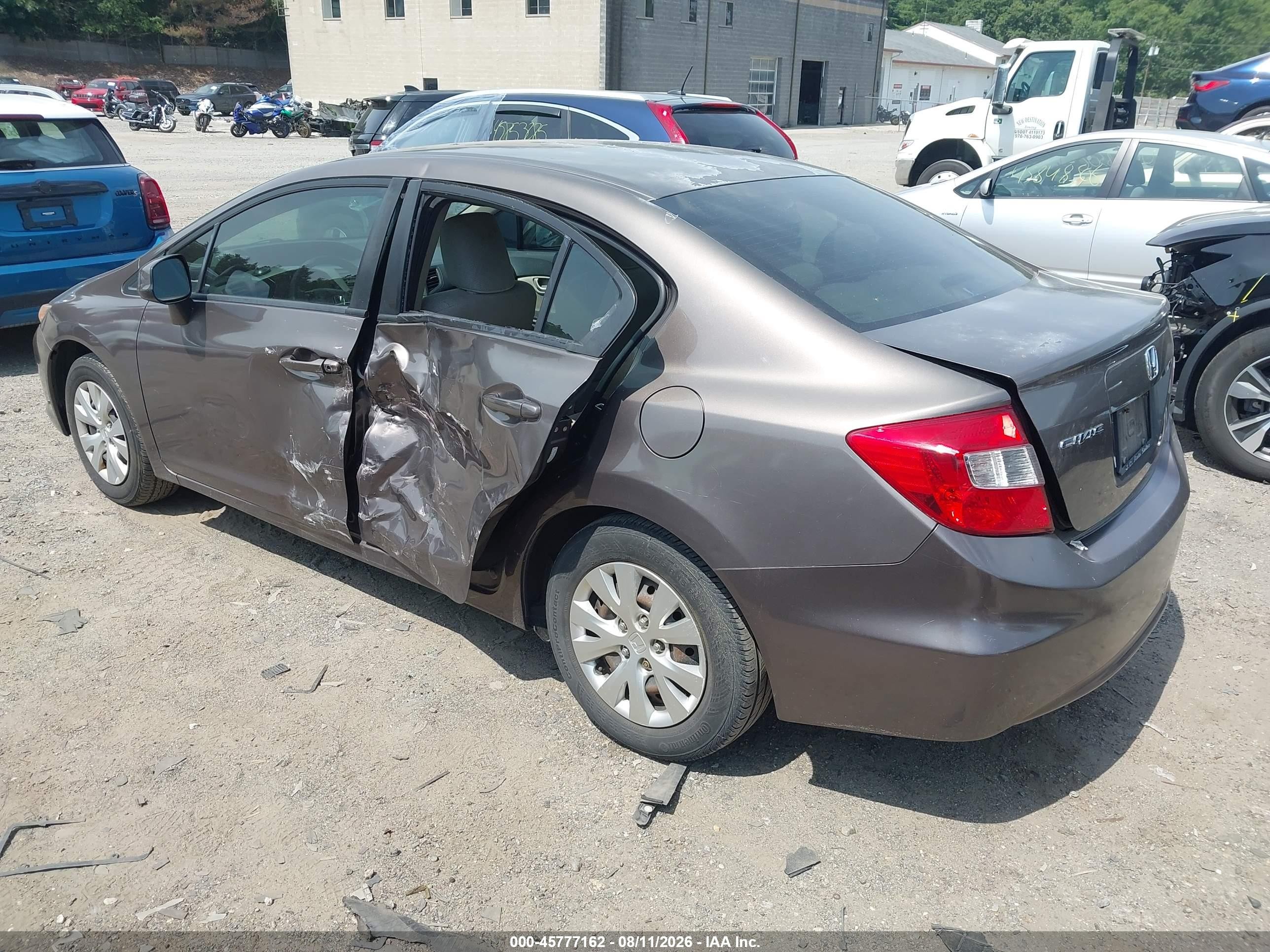 2012 Honda Civic Lx Gray vin: 2HGFB2F57CH500483