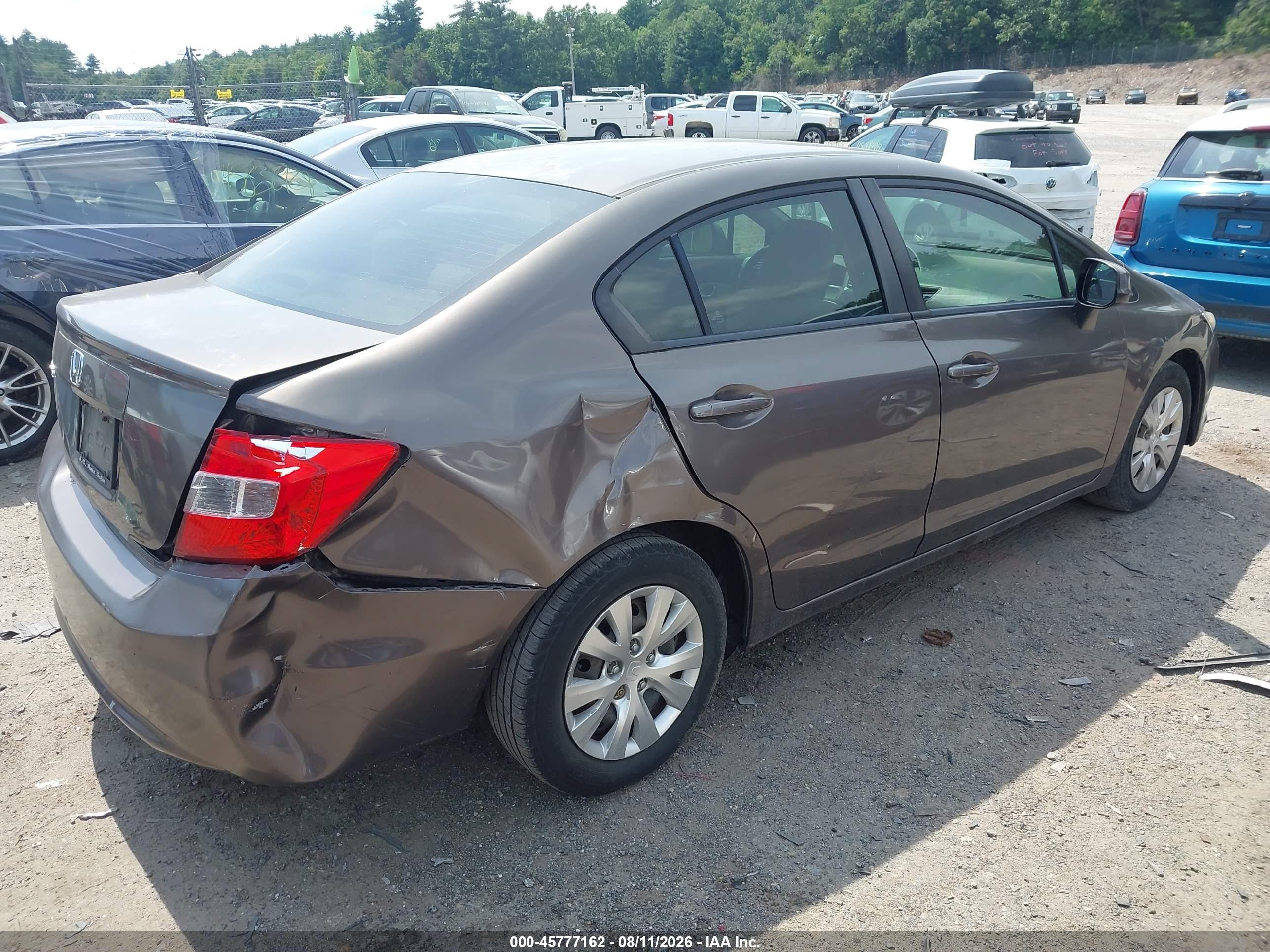 2012 Honda Civic Lx Gray vin: 2HGFB2F57CH500483
