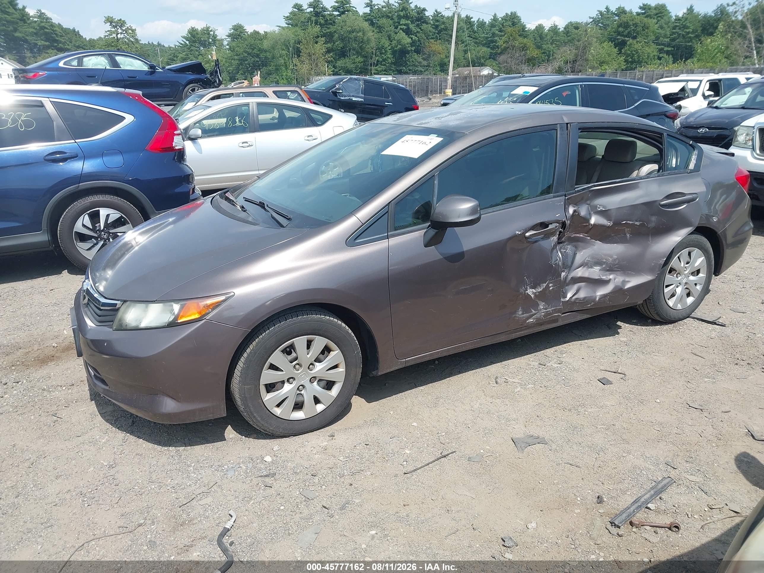 2012 Honda Civic Lx Gray vin: 2HGFB2F57CH500483