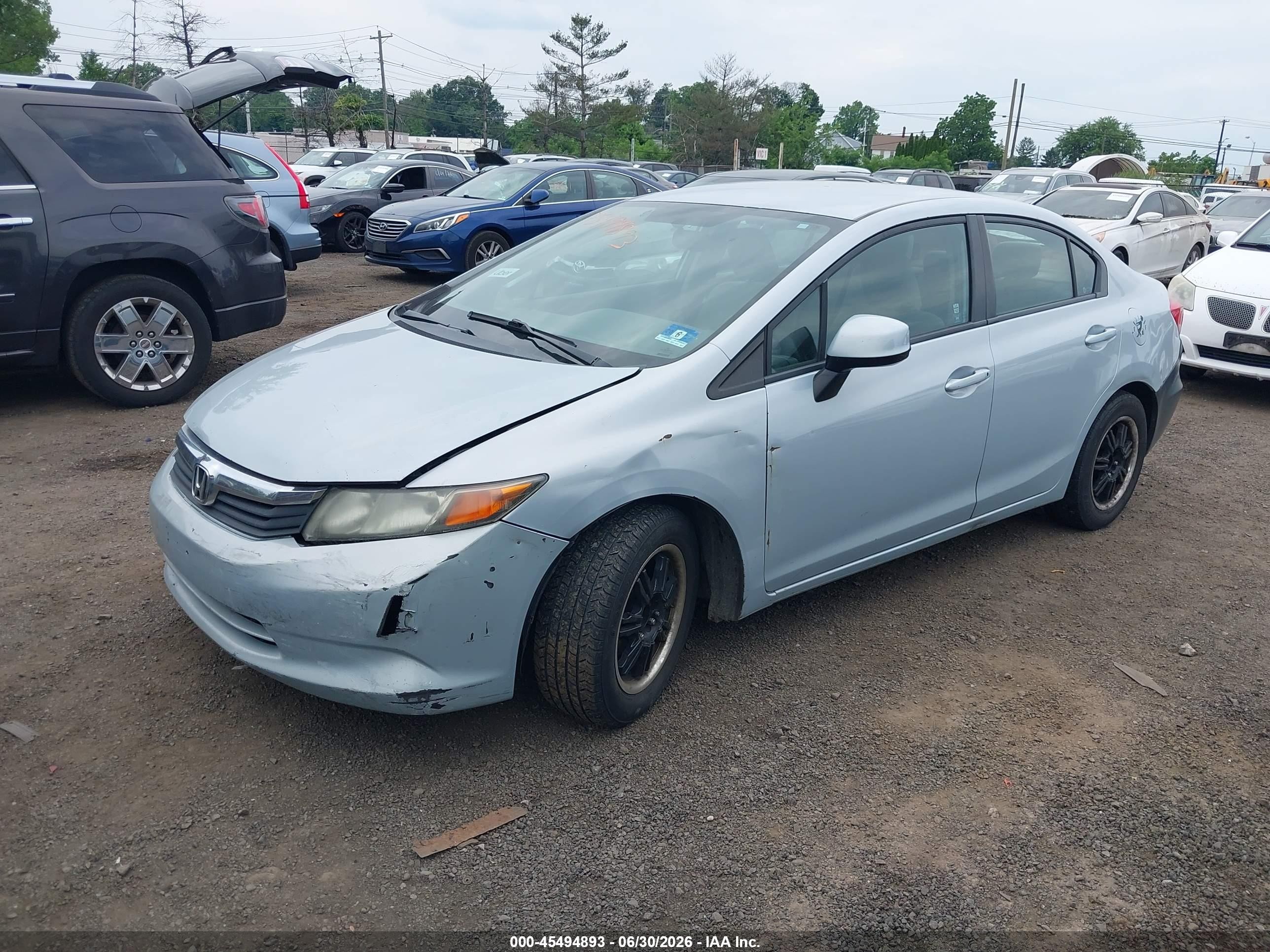 2012 Honda Civic Lx Light Blue vin: 2HGFB2F57CH511256