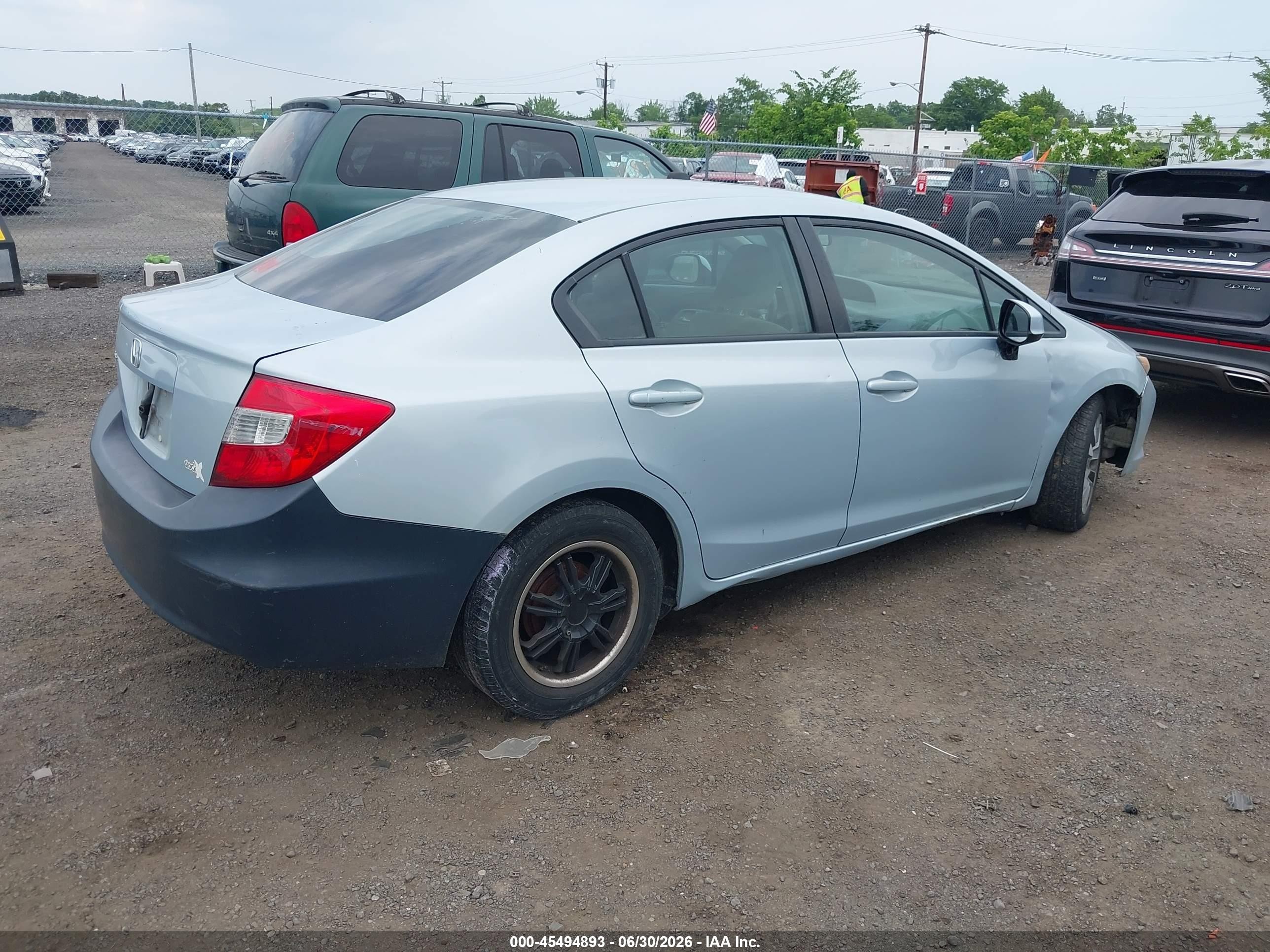 2012 Honda Civic Lx Light Blue vin: 2HGFB2F57CH511256