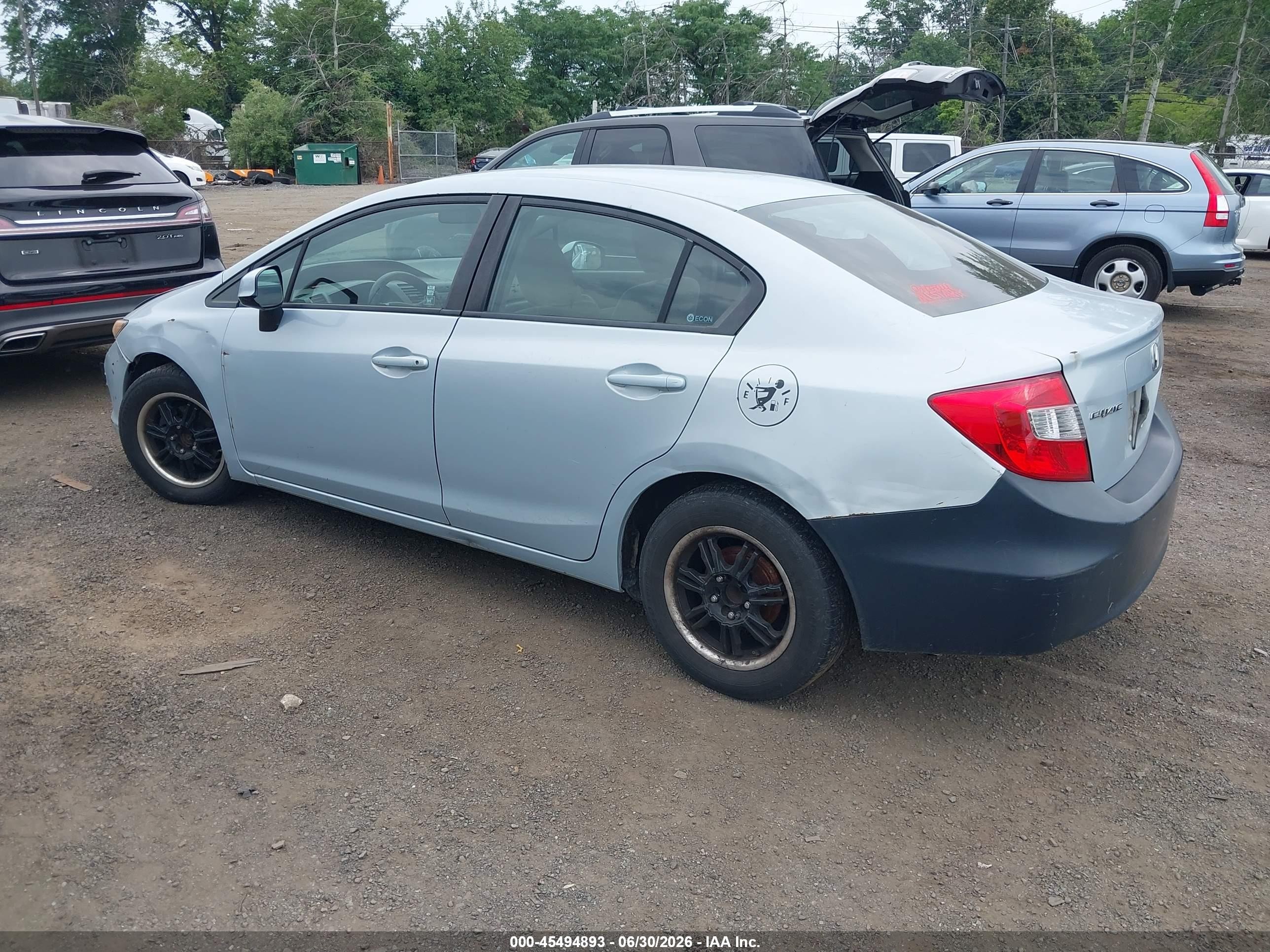 2012 Honda Civic Lx Light Blue vin: 2HGFB2F57CH511256