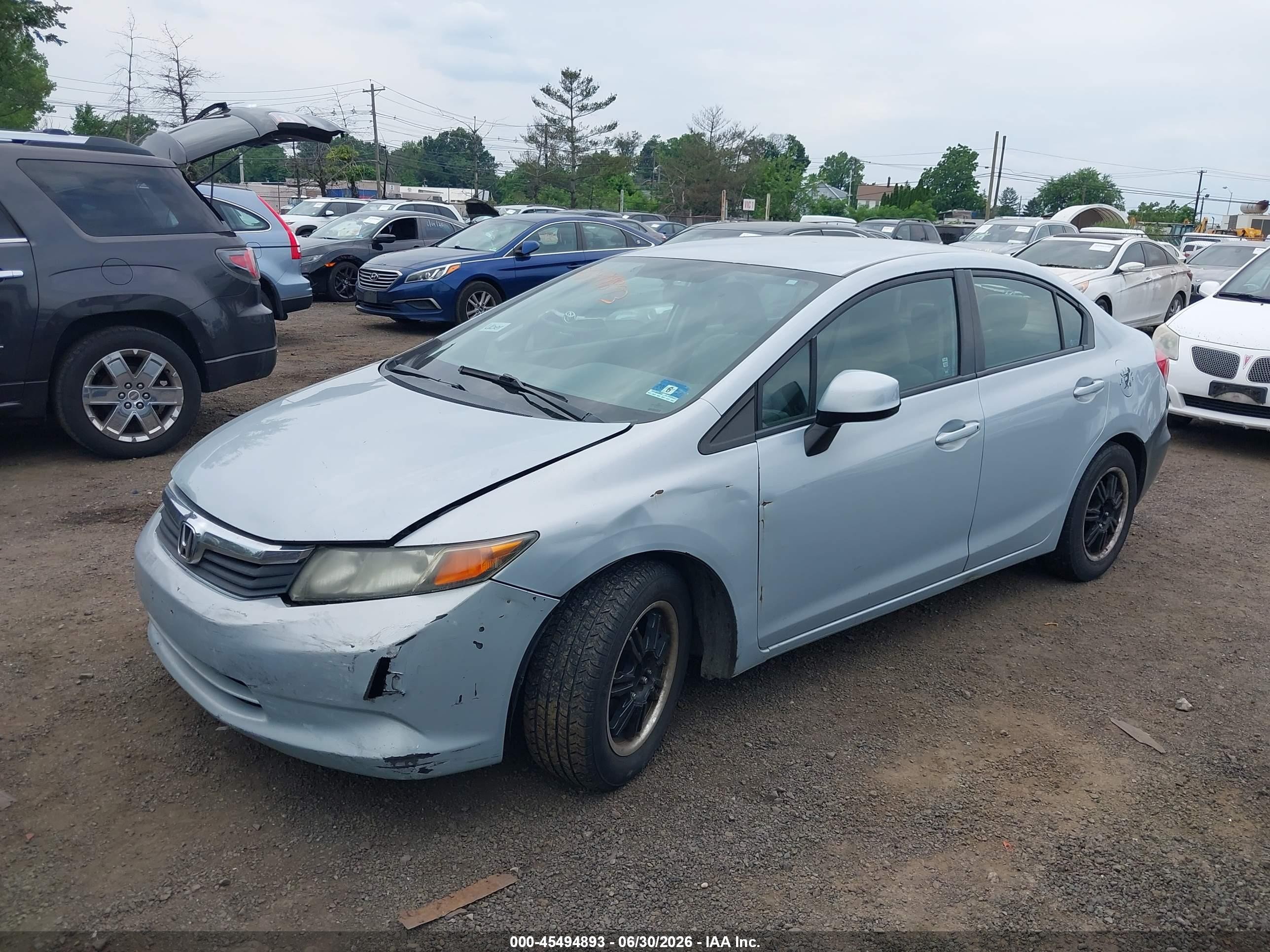 2012 Honda Civic Lx Light Blue vin: 2HGFB2F57CH511256