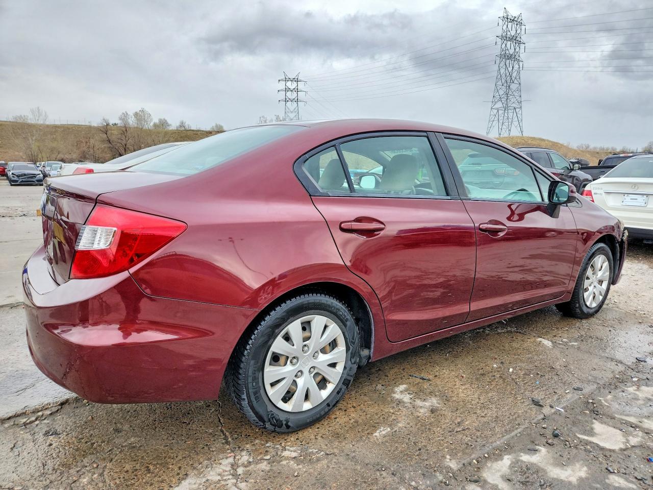 2012 Honda Civic Lx Maroon vin: 2HGFB2F57CH536545