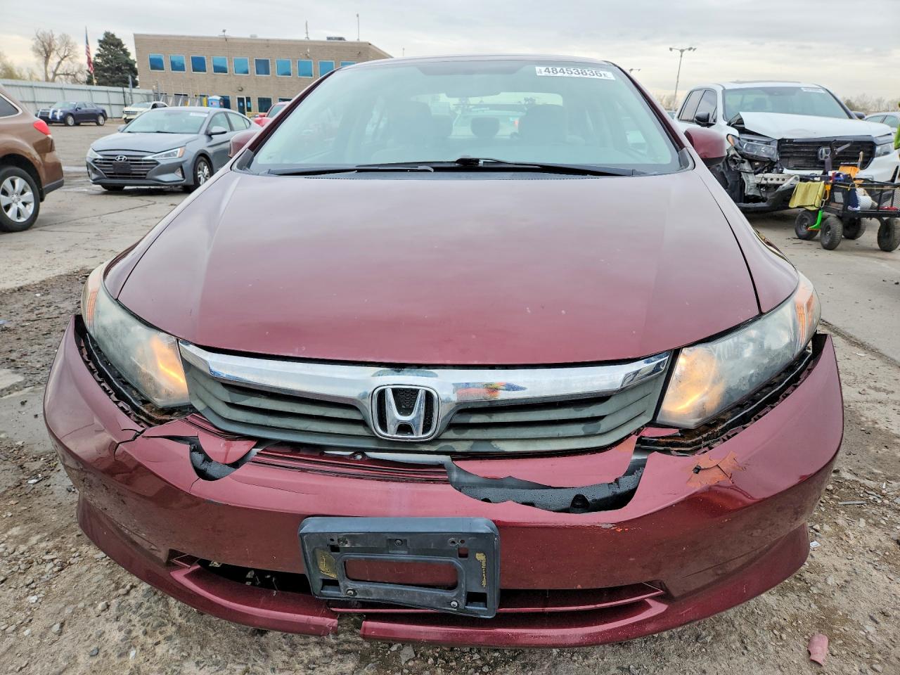 2012 Honda Civic Lx Maroon vin: 2HGFB2F57CH536545