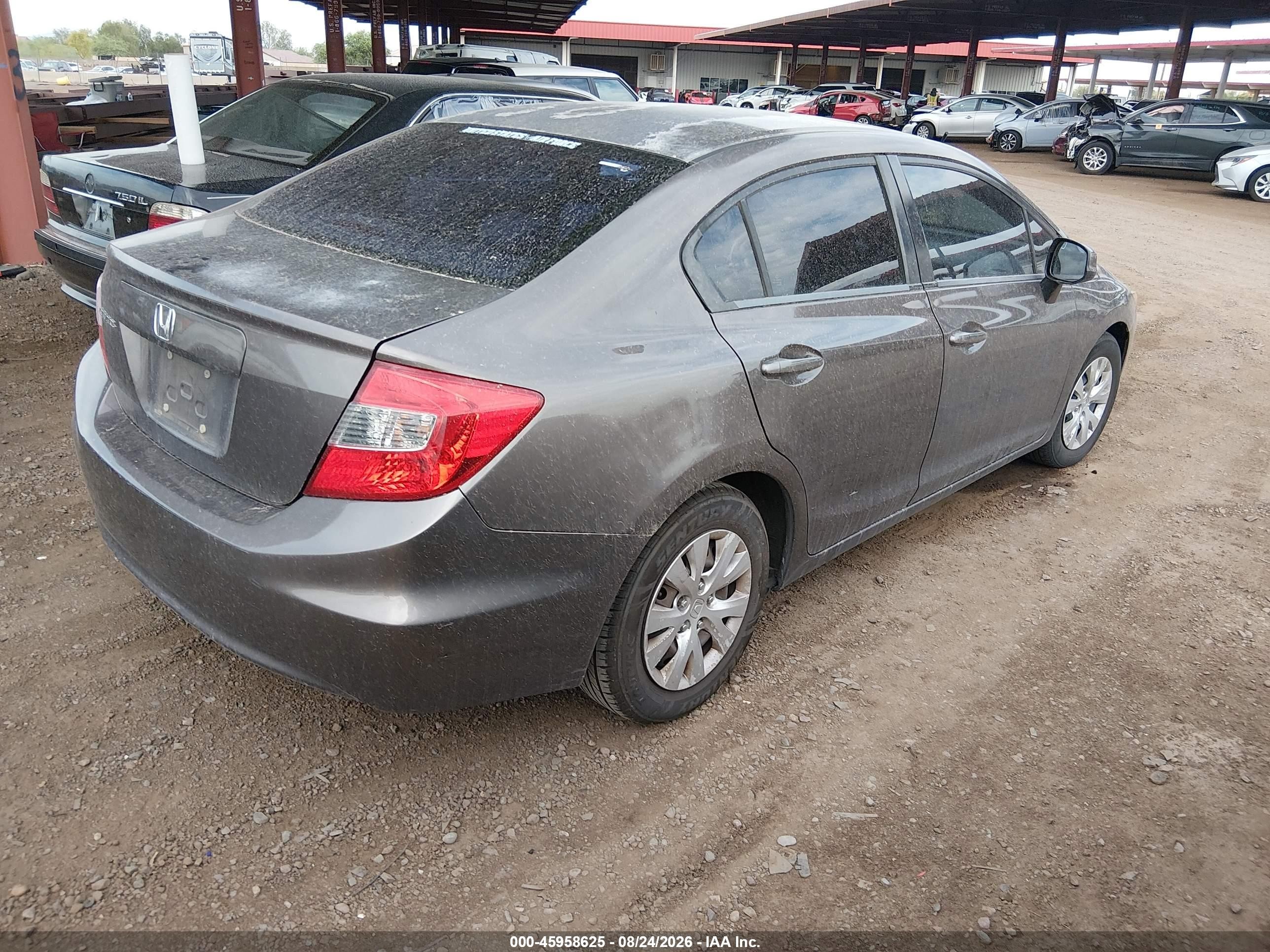 2012 Honda Civic Lx Brown vin: 2HGFB2F57CH543849