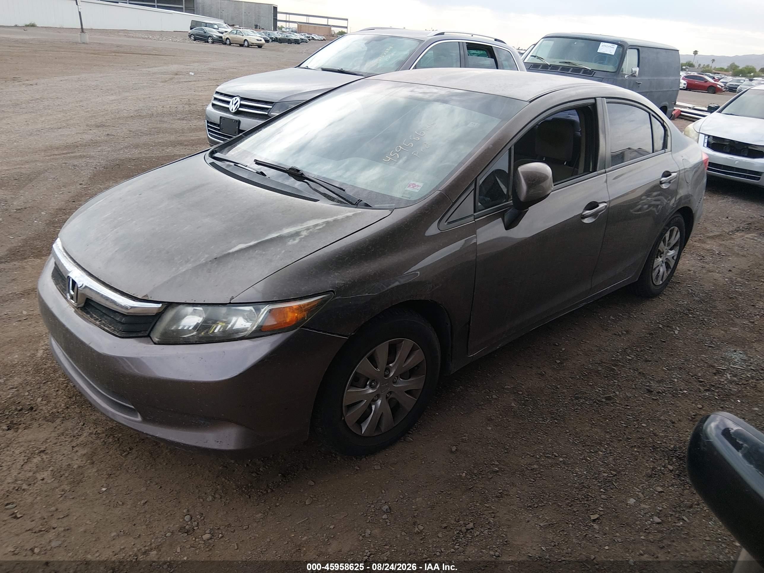 2012 Honda Civic Lx Brown vin: 2HGFB2F57CH543849