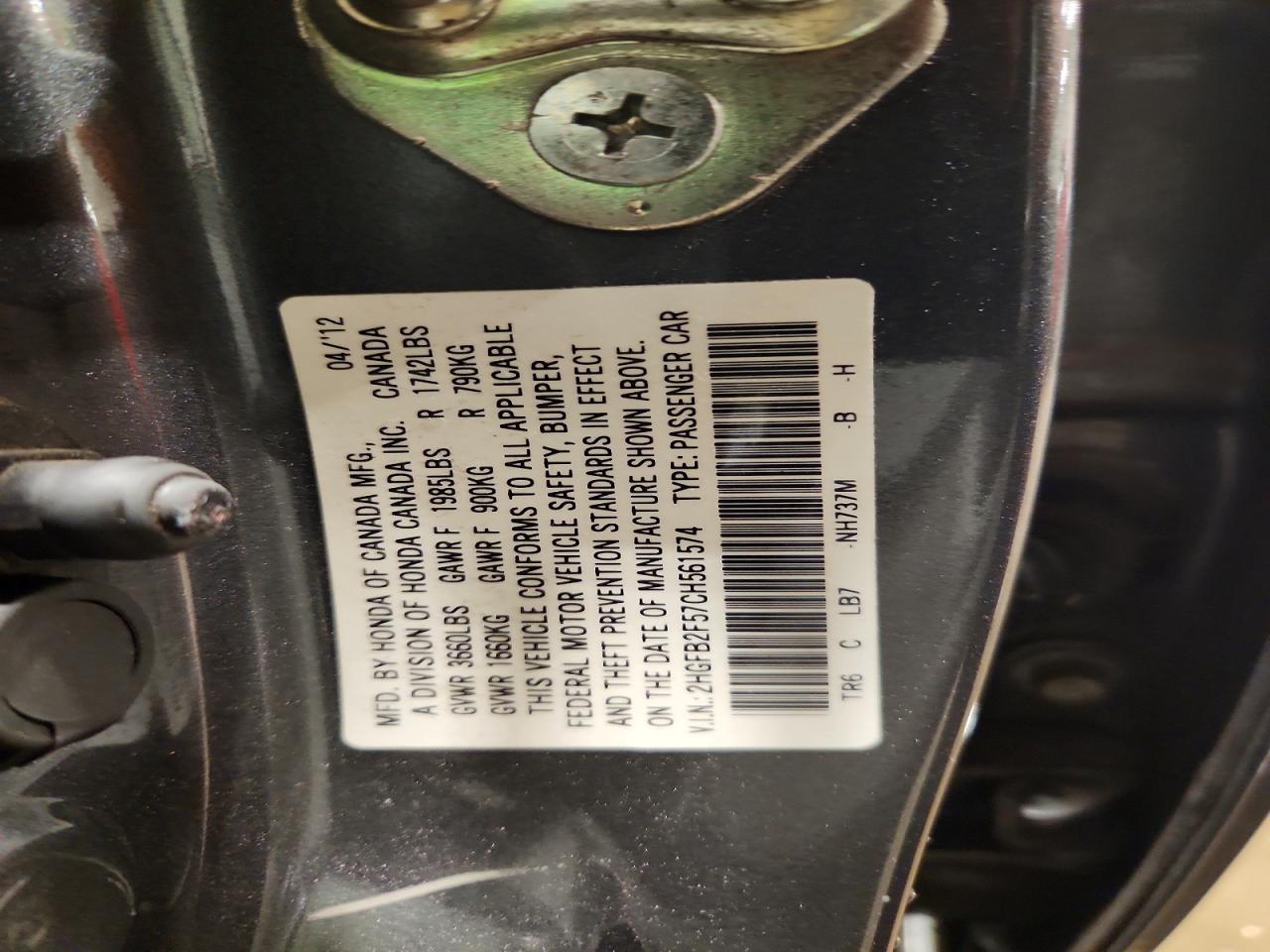 2012 Honda Civic Lx Gray vin: 2HGFB2F57CH561574