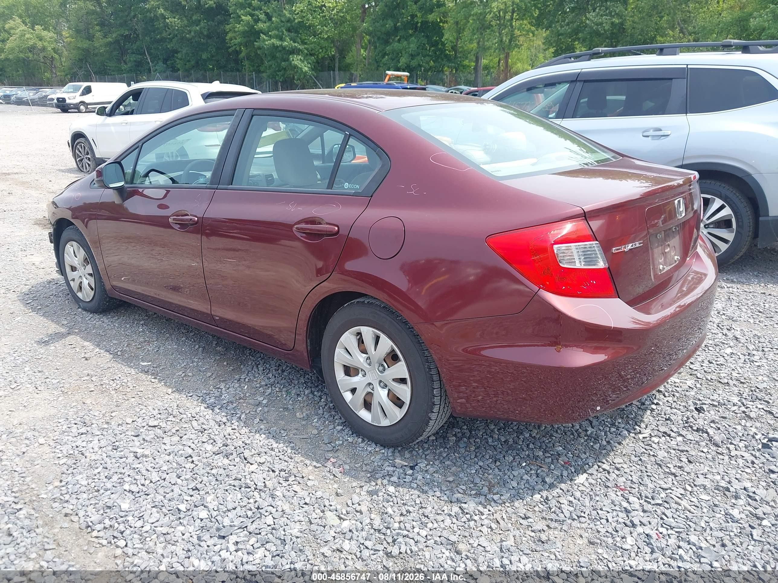 2012 Honda Civic Lx Red vin: 2HGFB2F57CH573255