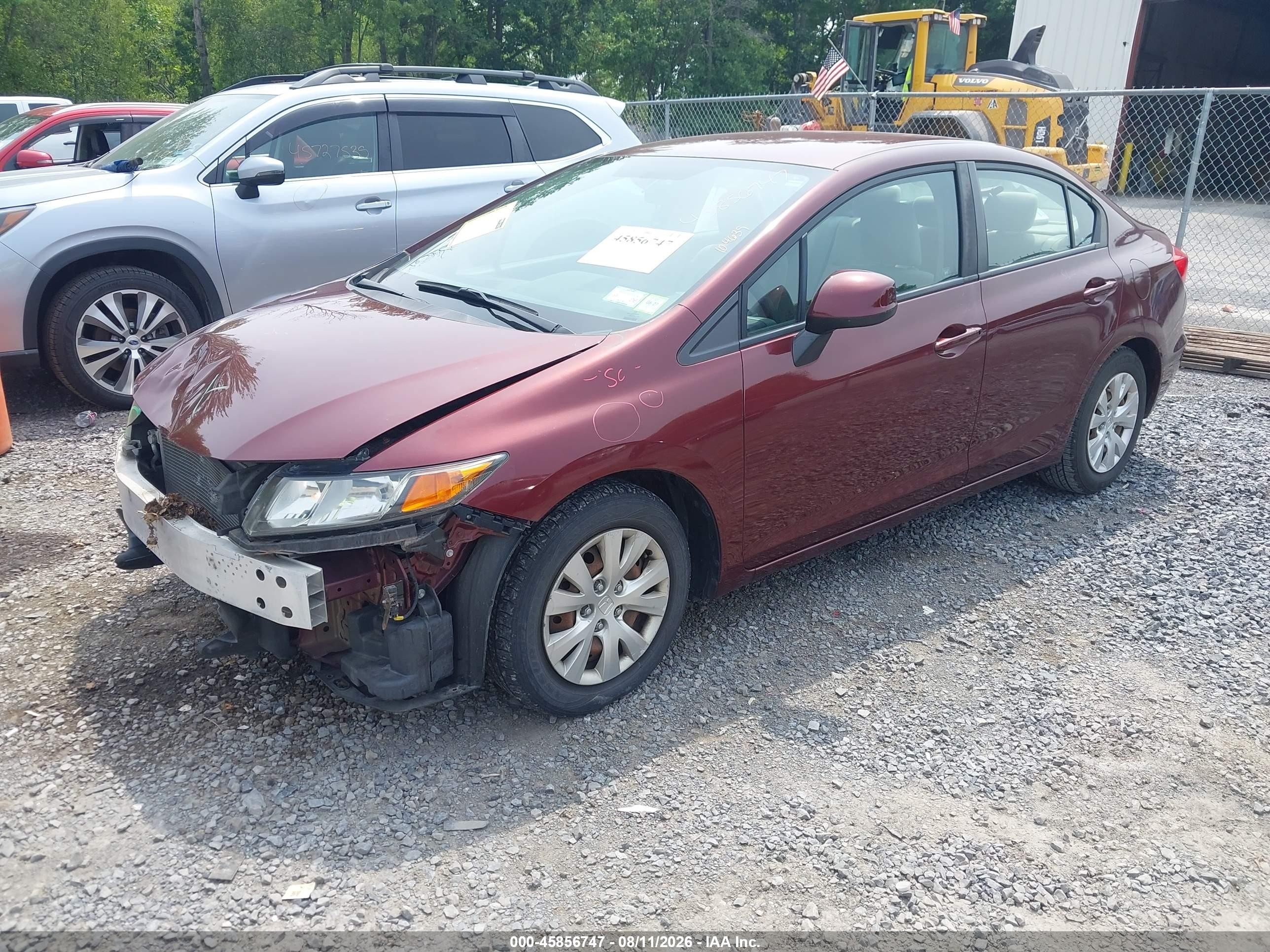 2012 Honda Civic Lx Red vin: 2HGFB2F57CH573255