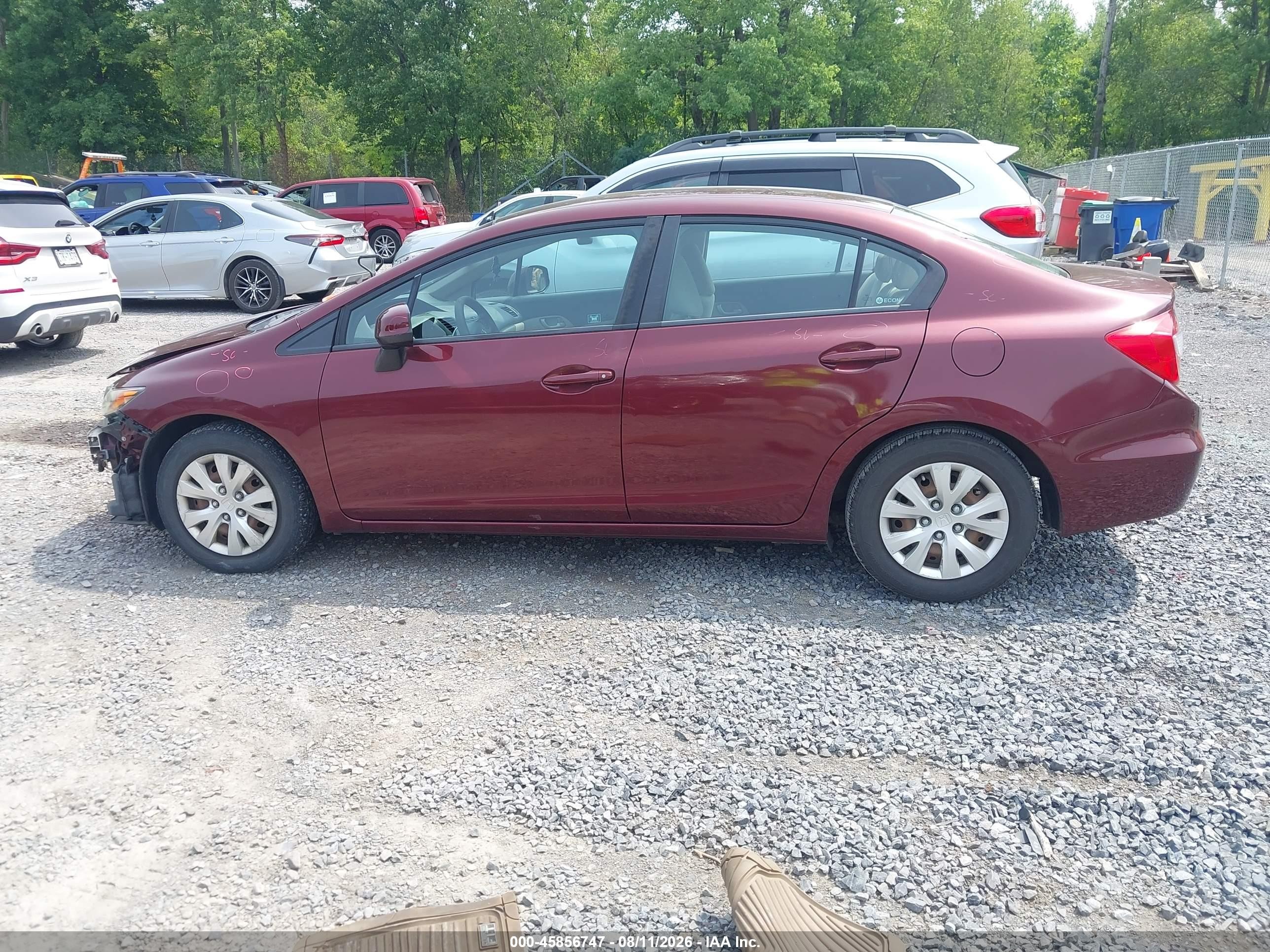 2012 Honda Civic Lx Red vin: 2HGFB2F57CH573255