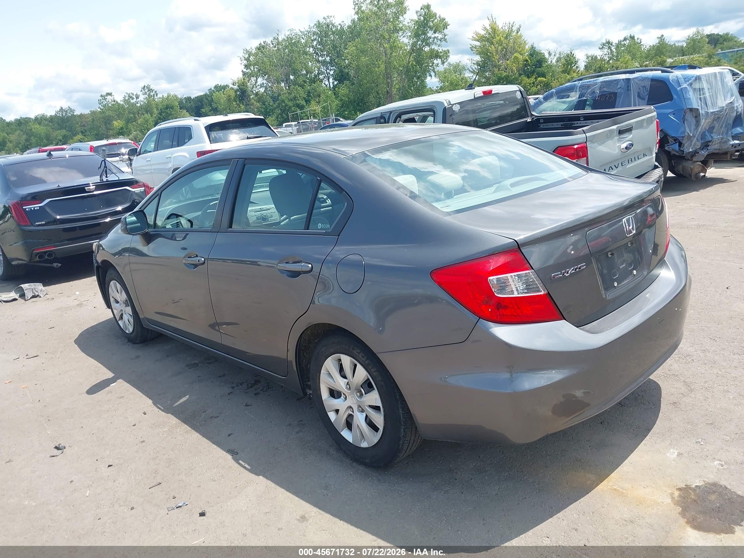2012 Honda Civic Lx Gray vin: 2HGFB2F57CH581372