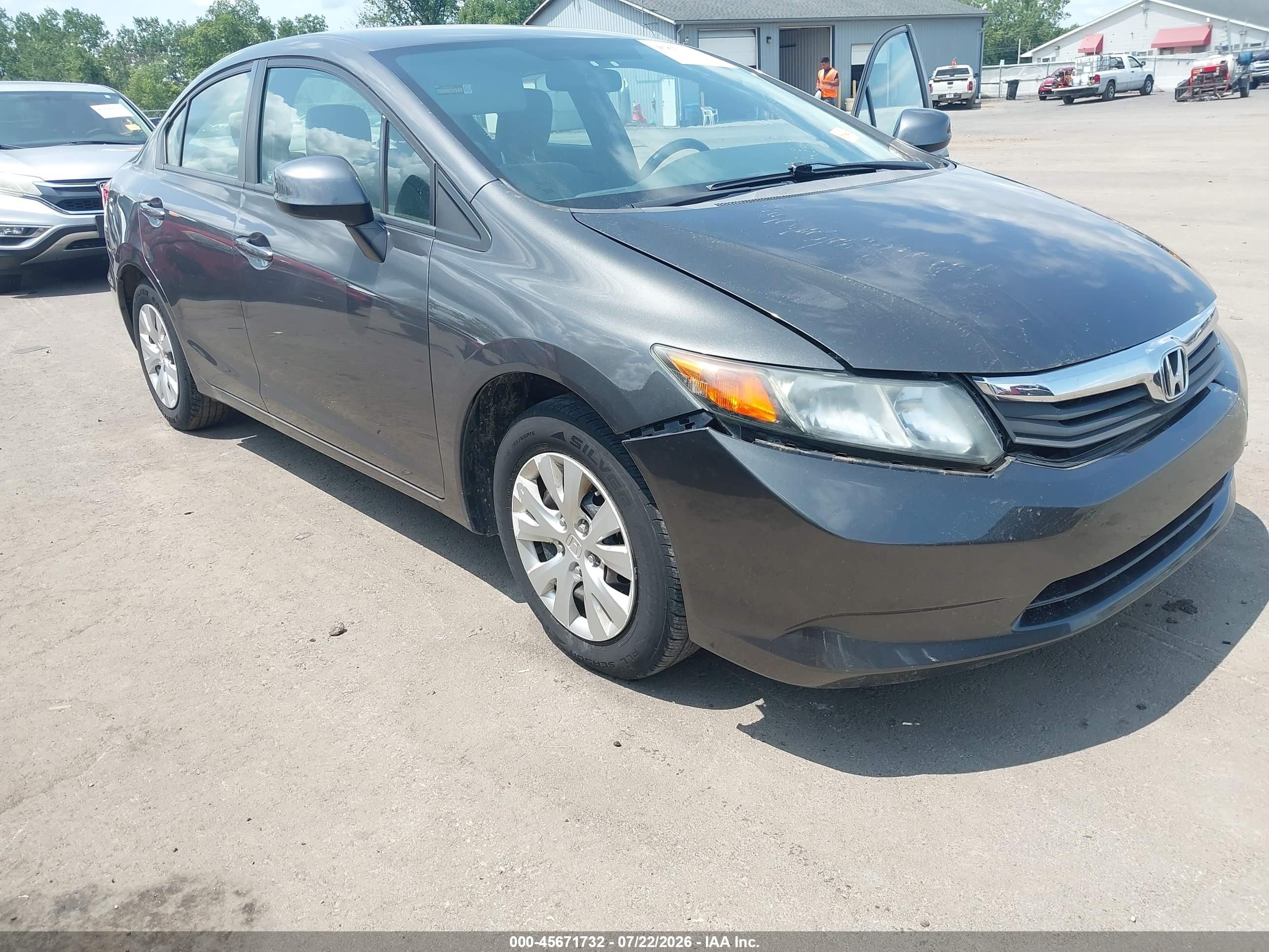 2012 Honda Civic Lx Gray vin: 2HGFB2F57CH581372