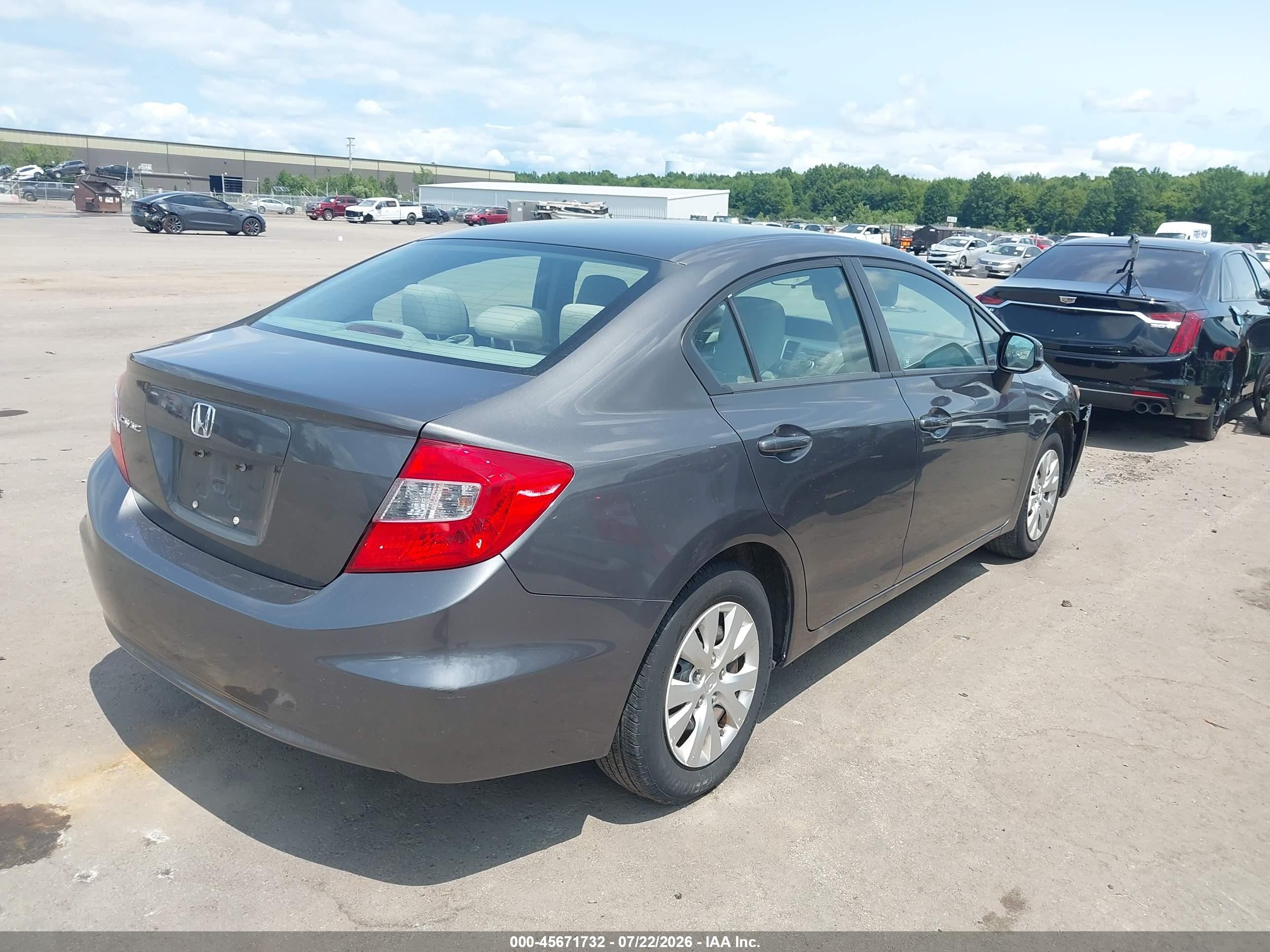 2012 Honda Civic Lx Gray vin: 2HGFB2F57CH581372