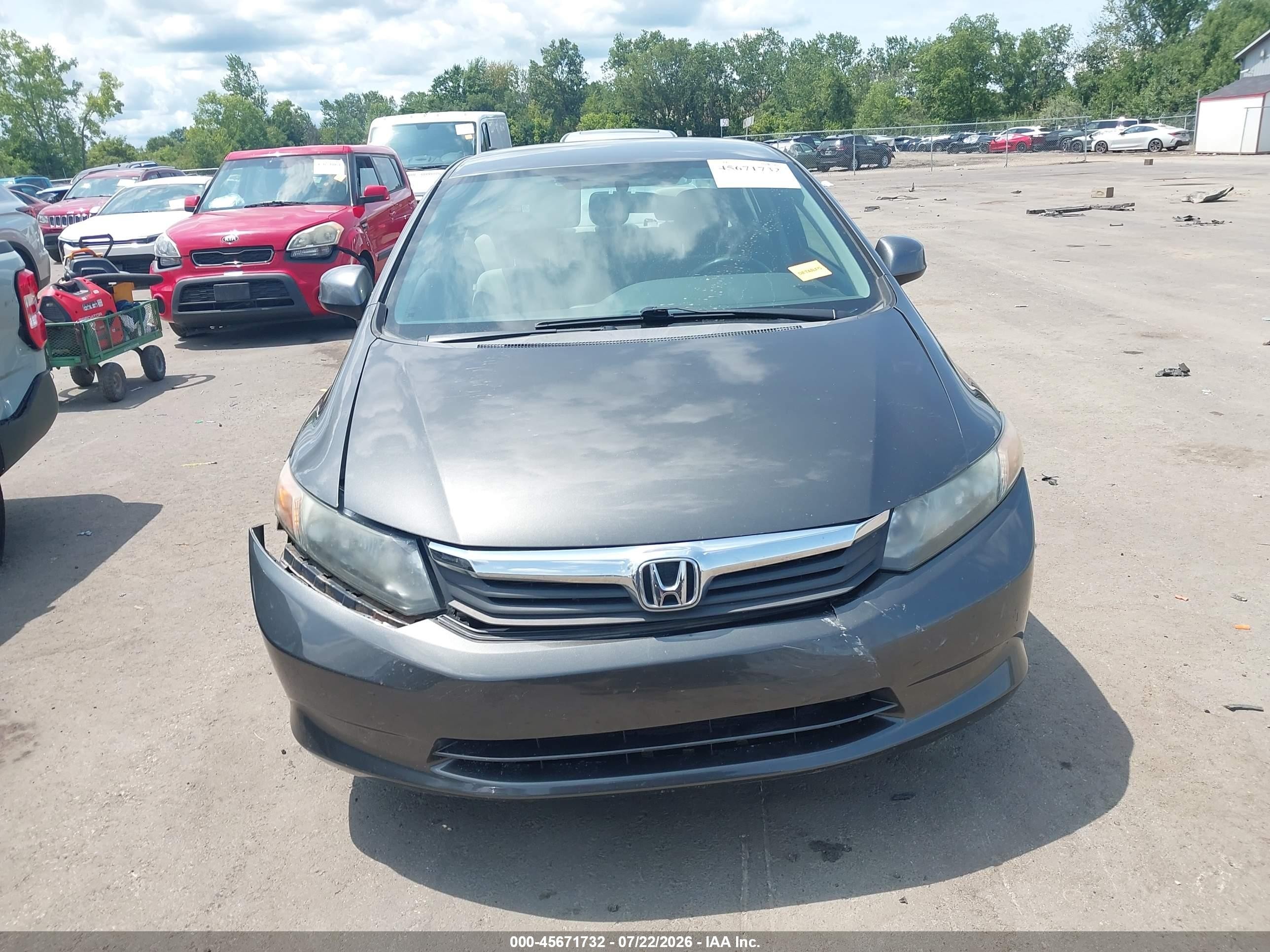 2012 Honda Civic Lx Gray vin: 2HGFB2F57CH581372