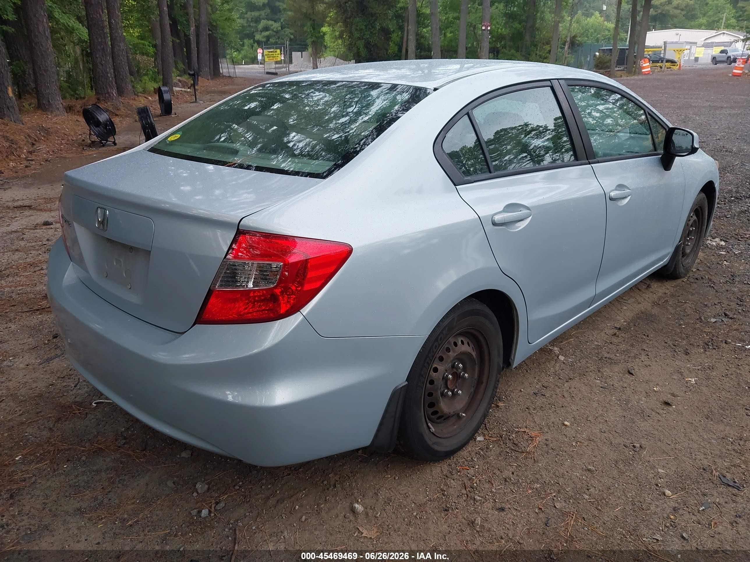 2012 Honda Civic Lx Light Blue vin: 2HGFB2F57CH599385