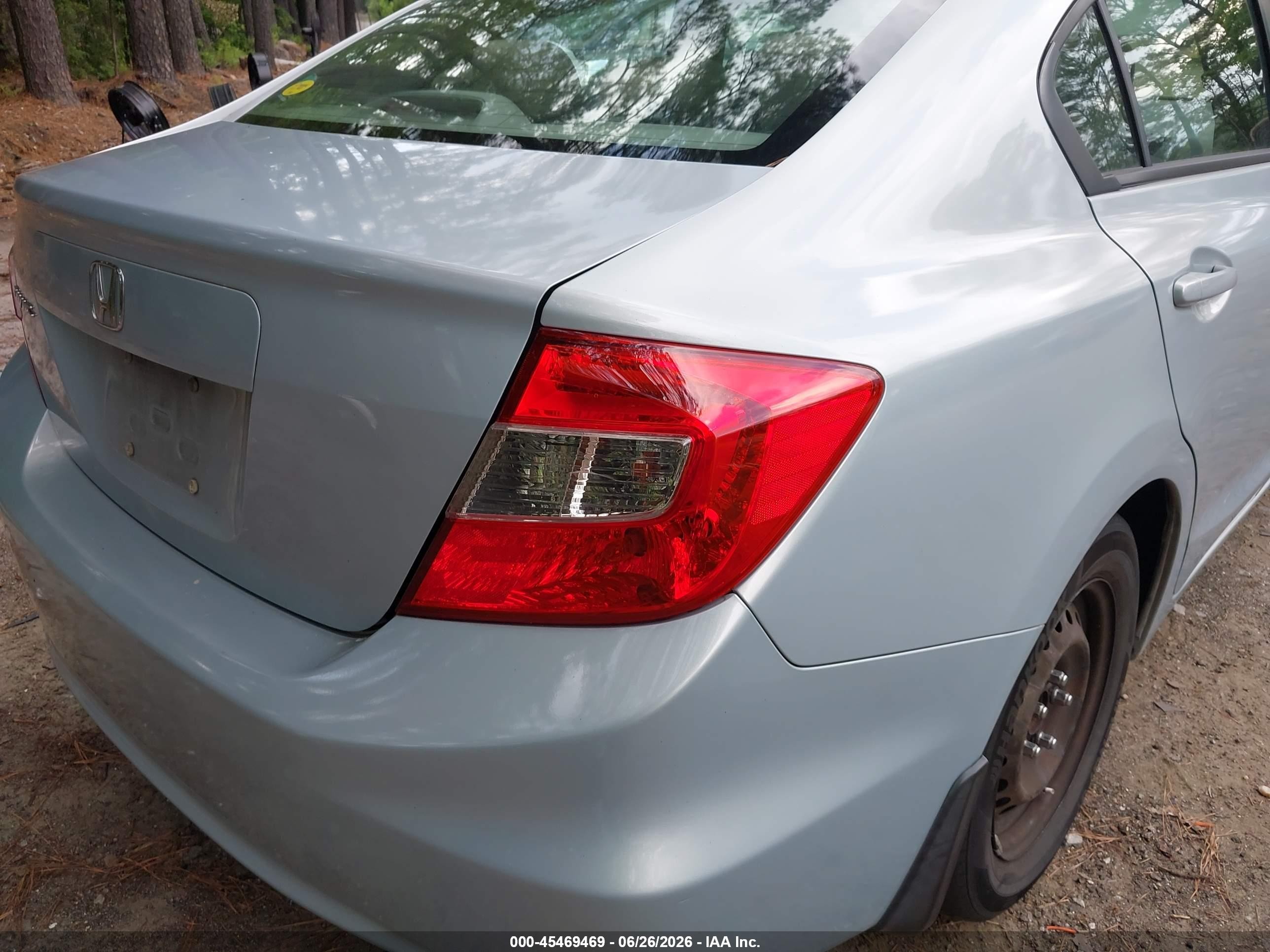 2012 Honda Civic Lx Light Blue vin: 2HGFB2F57CH599385