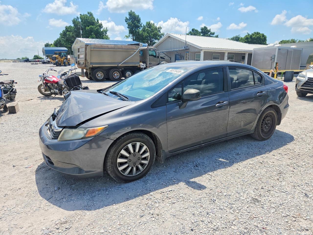 2012 Honda Civic Lx Gray vin: 2HGFB2F57CH608652