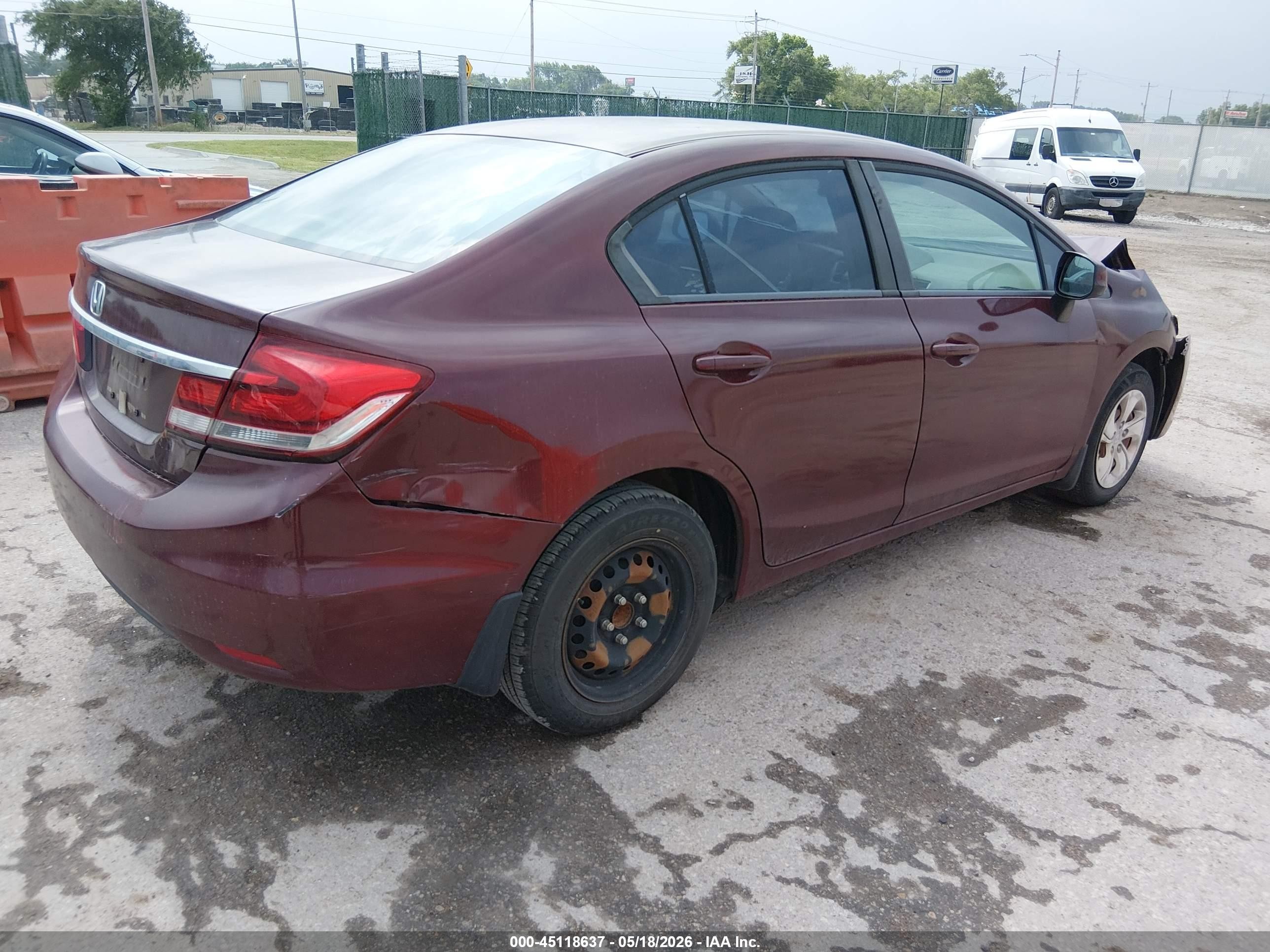 2013 Honda Civic Lx Burgundy vin: 2HGFB2F57DH503935