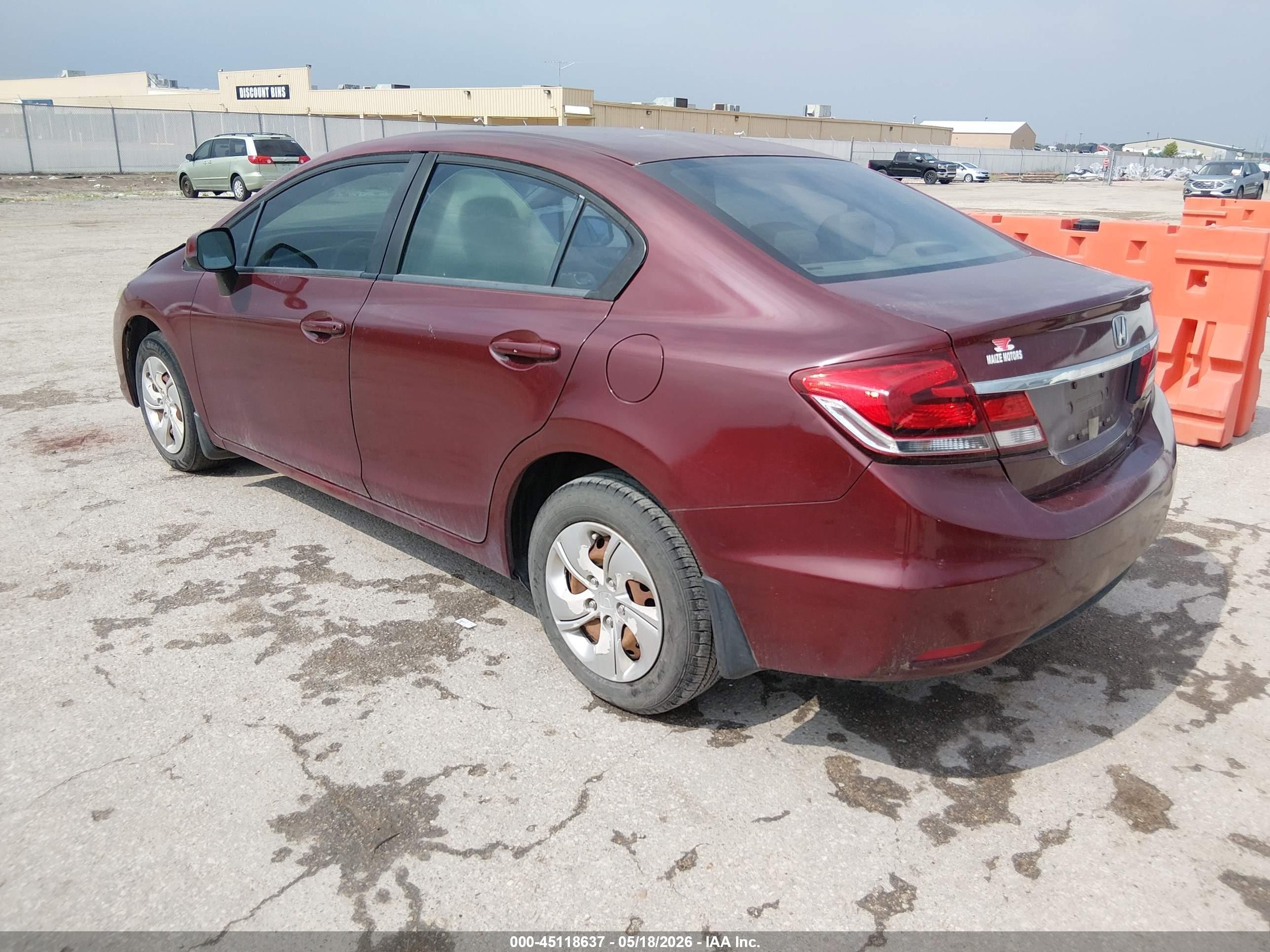 2013 Honda Civic Lx Burgundy vin: 2HGFB2F57DH503935