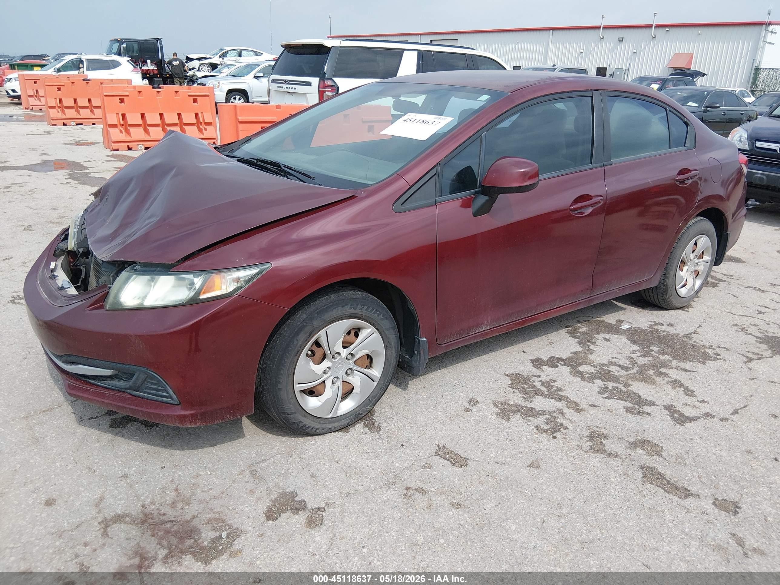 2013 Honda Civic Lx Burgundy vin: 2HGFB2F57DH503935