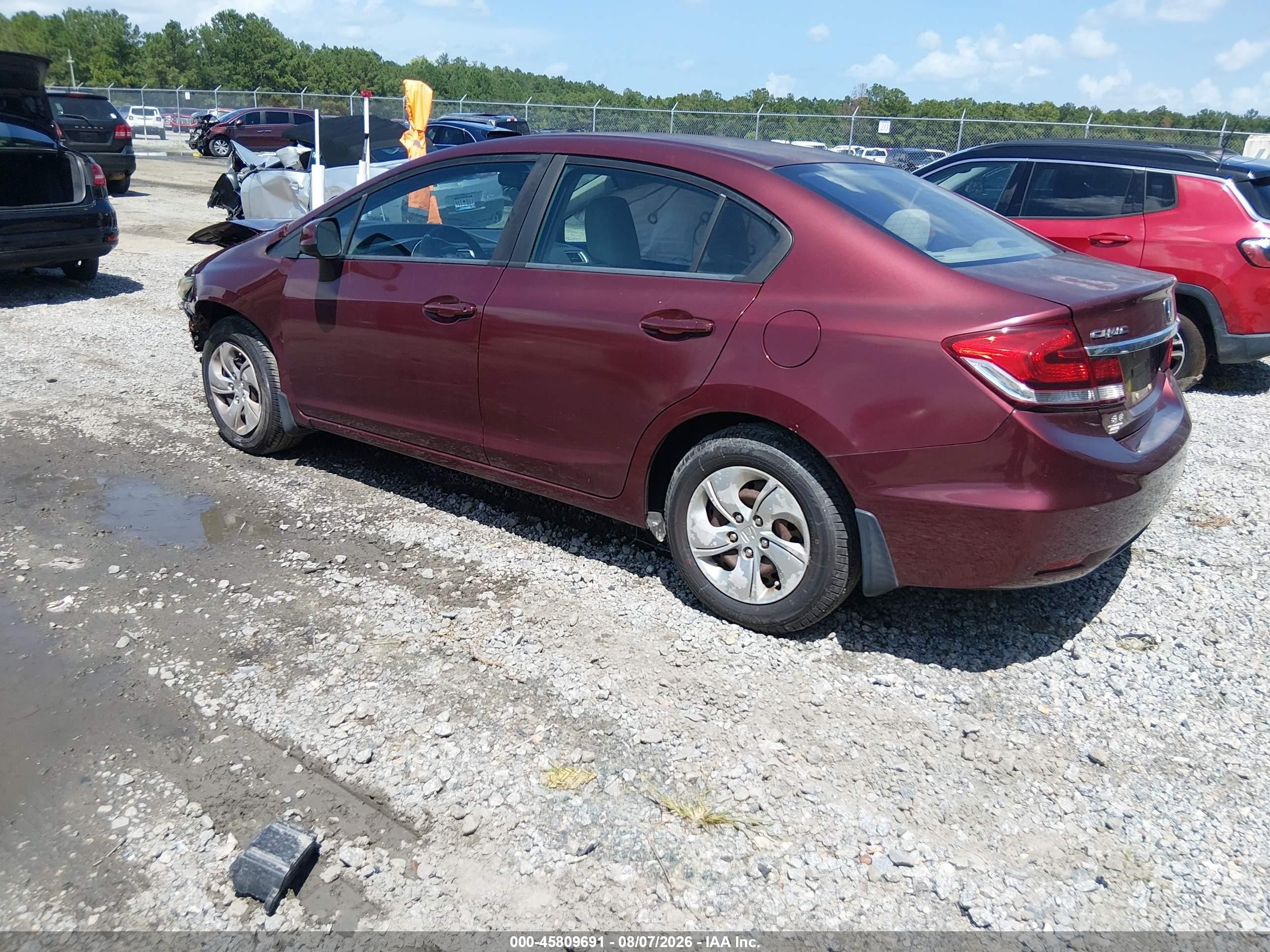 2013 Honda Civic Lx Burgundy vin: 2HGFB2F57DH505734