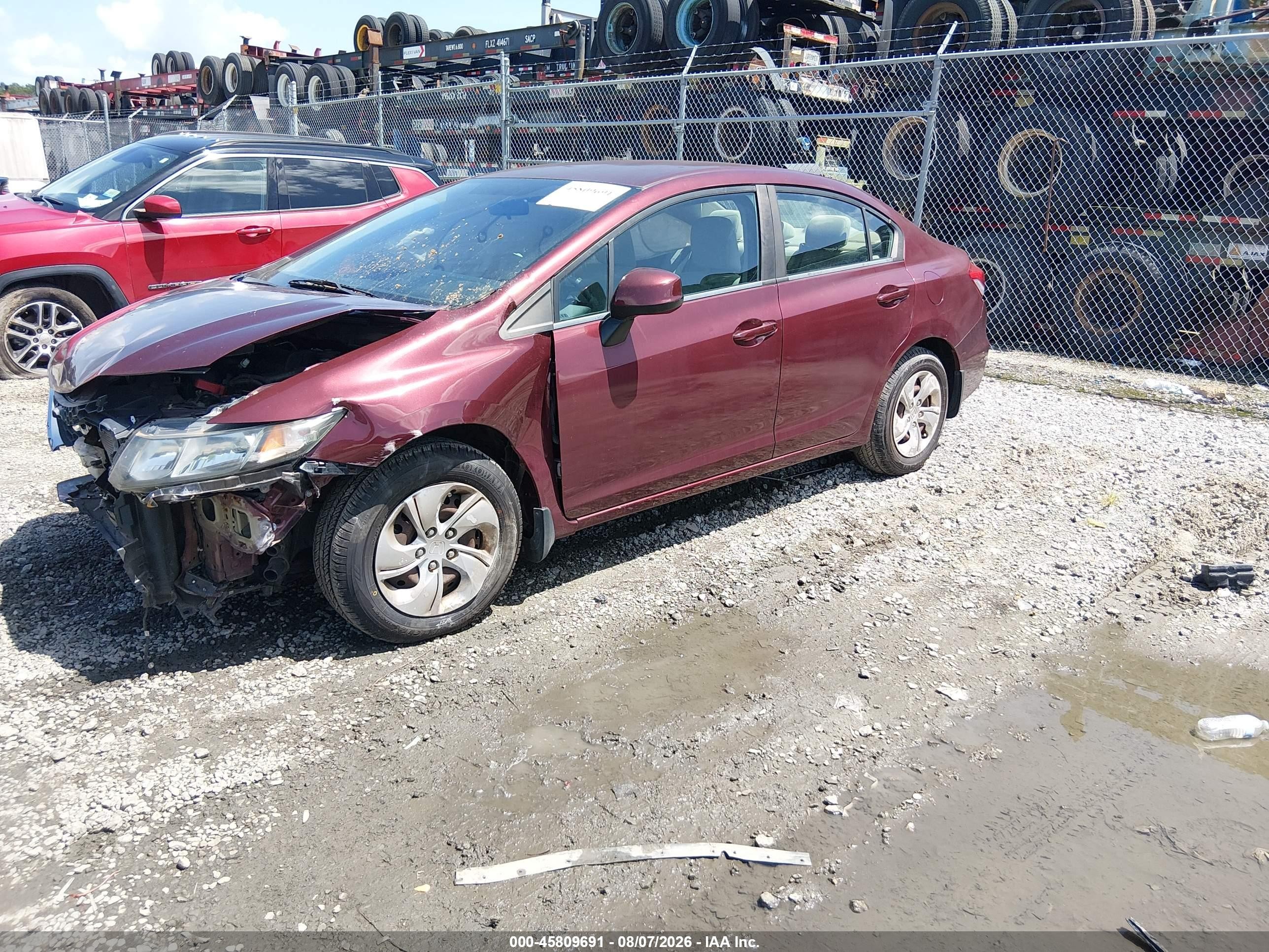 2013 Honda Civic Lx Burgundy vin: 2HGFB2F57DH505734