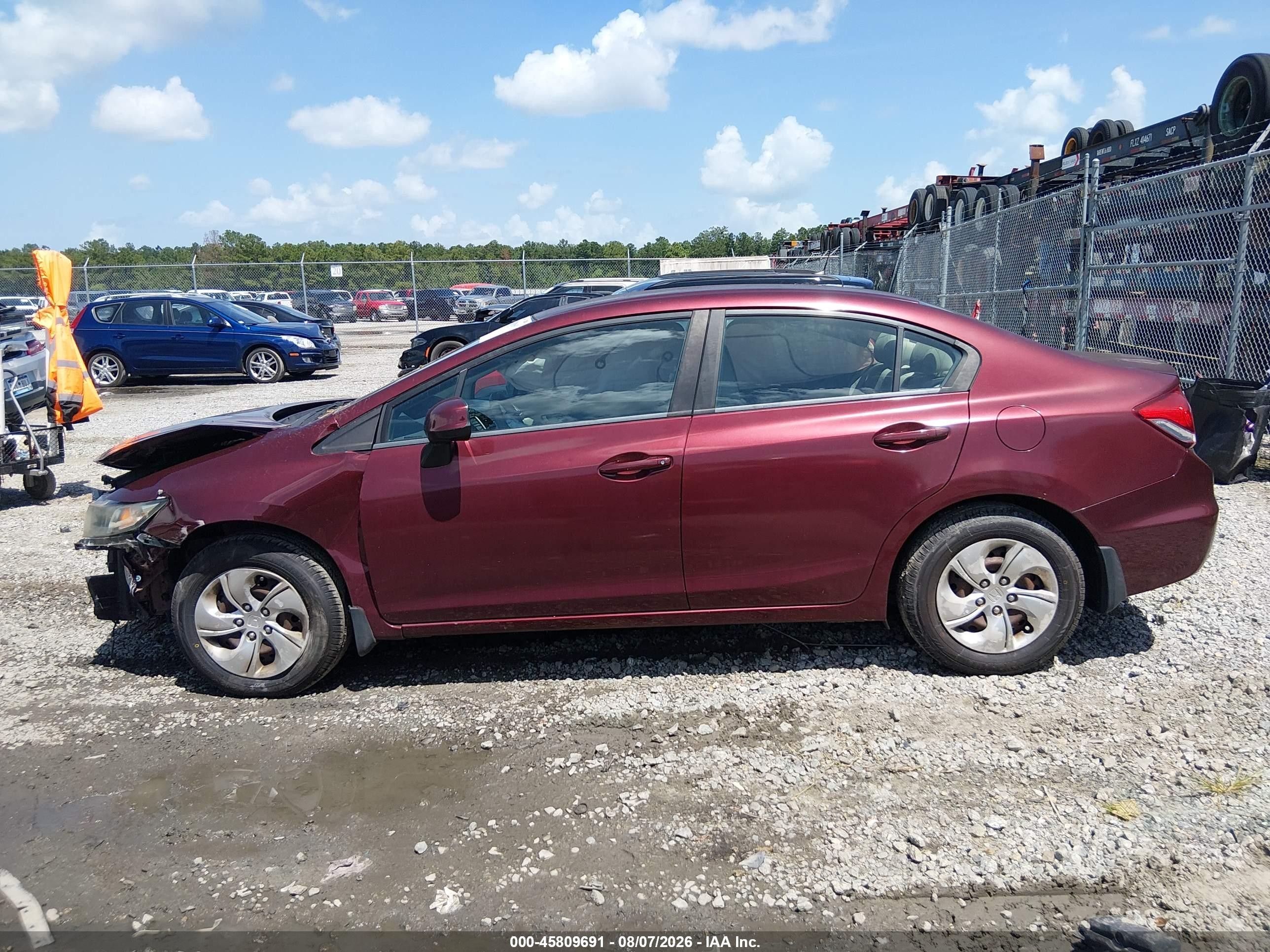 2013 Honda Civic Lx Burgundy vin: 2HGFB2F57DH505734