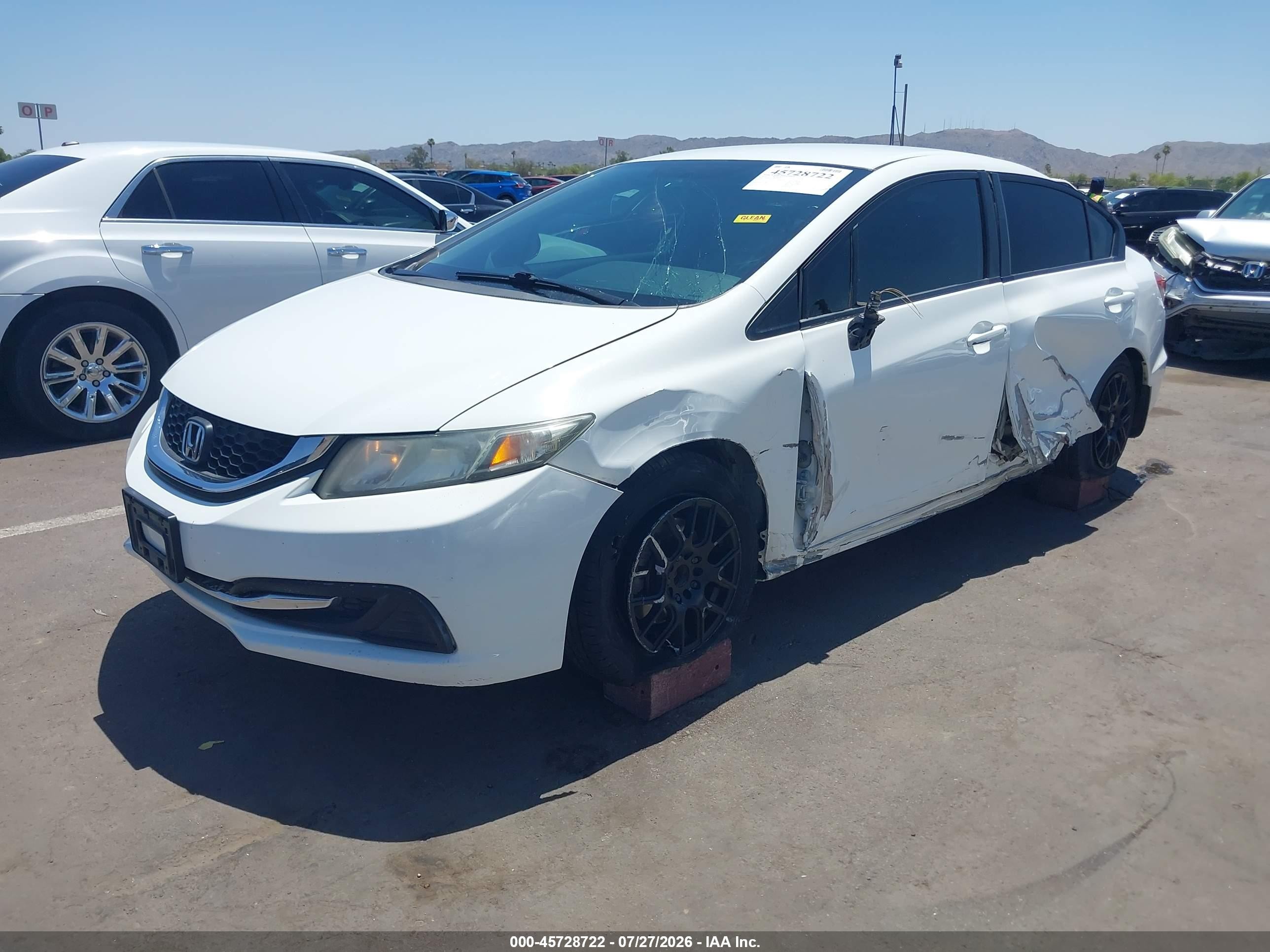2013 Honda Civic Lx White vin: 2HGFB2F57DH522064
