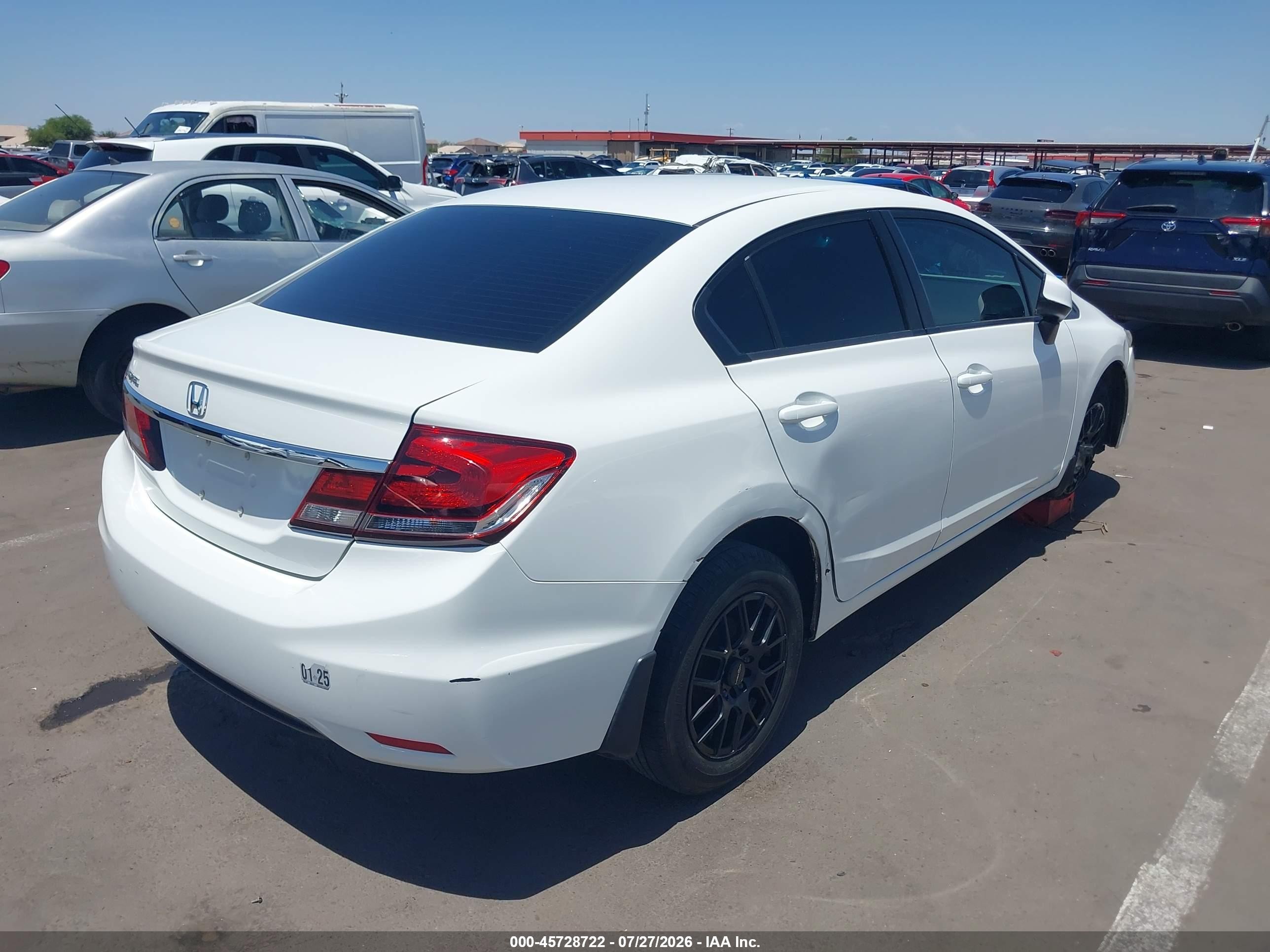 2013 Honda Civic Lx White vin: 2HGFB2F57DH522064