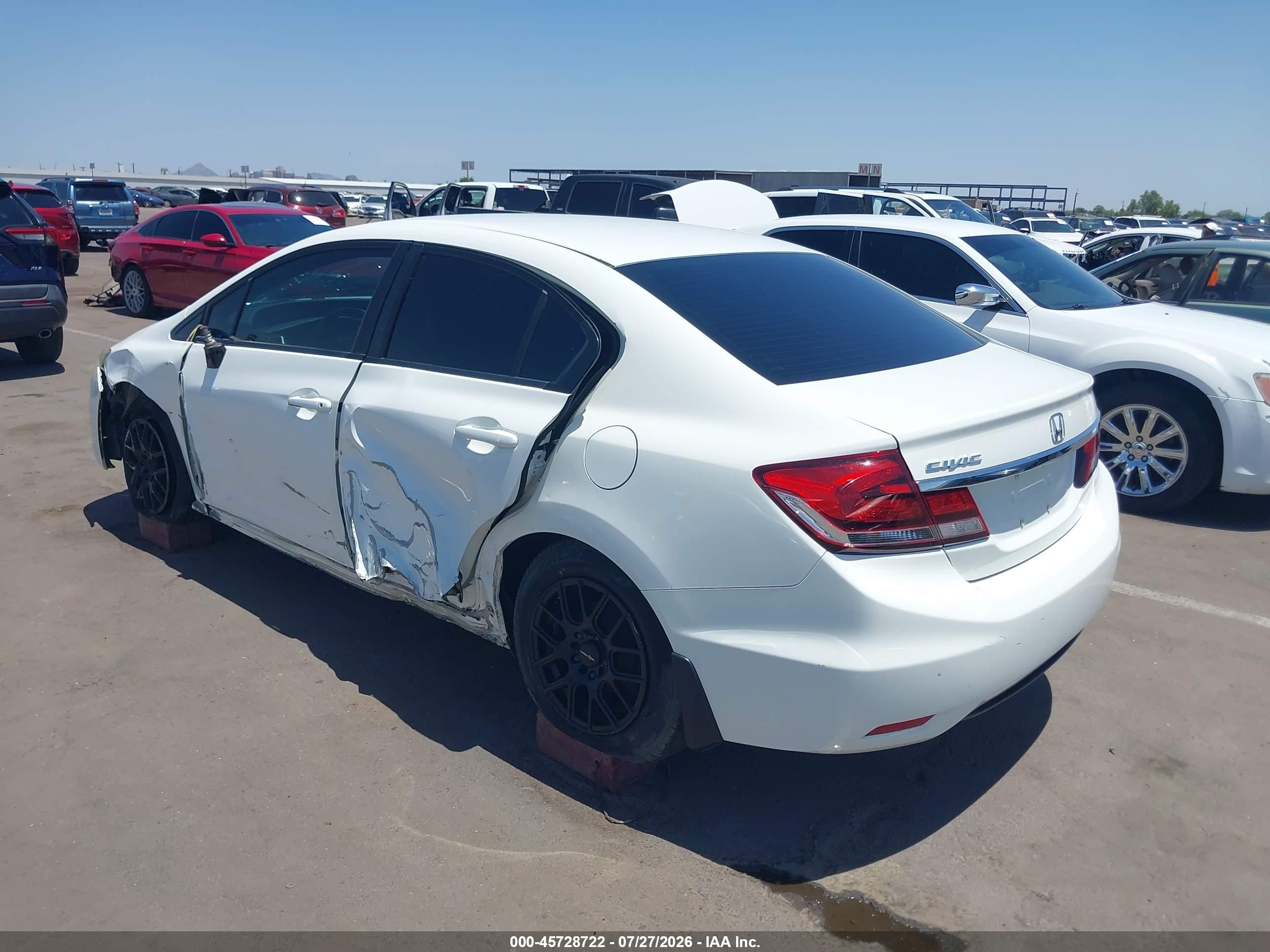2013 Honda Civic Lx White vin: 2HGFB2F57DH522064