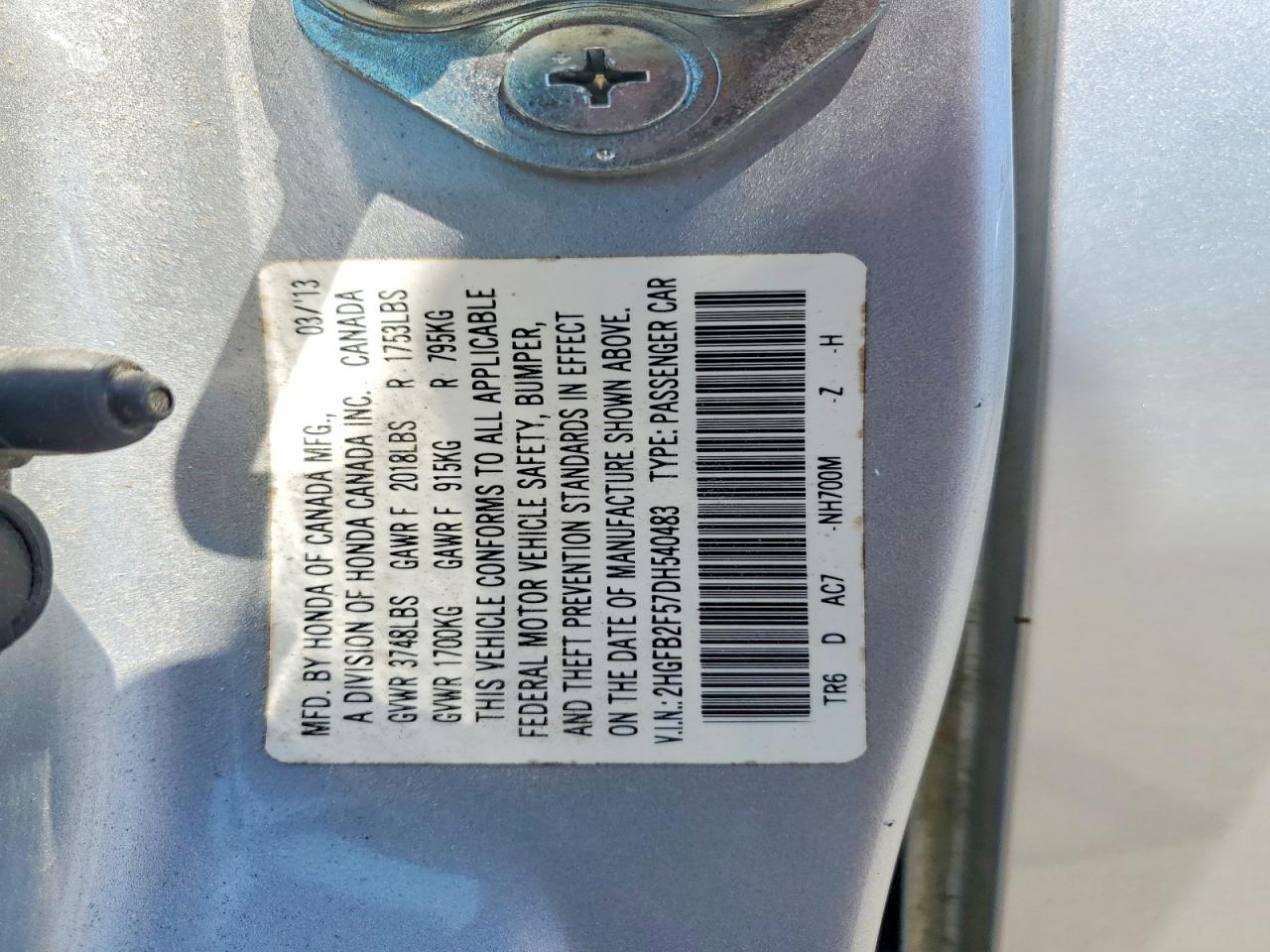 2013 Honda Civic Lx Серебряный vin: 2HGFB2F57DH540483