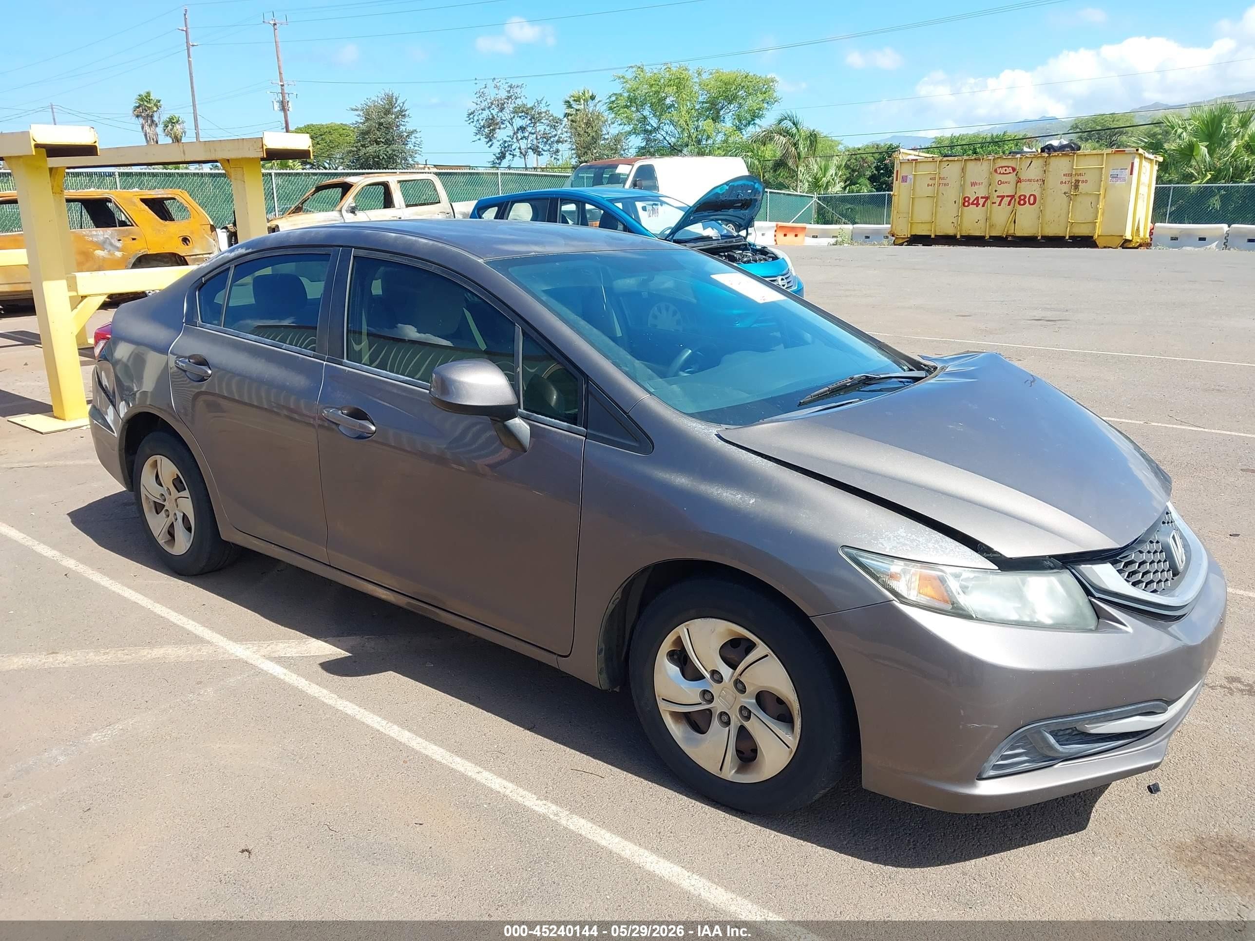 2013 Honda Civic Lx Gray vin: 2HGFB2F57DH552214
