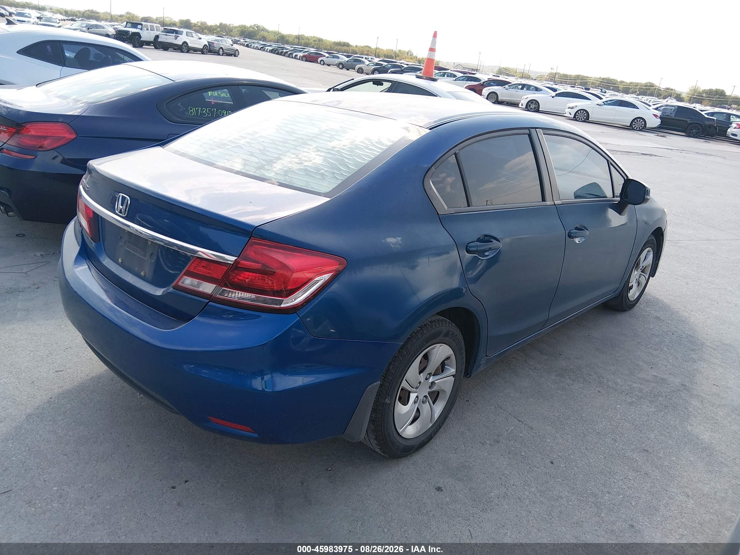2013 Honda Civic Lx Blue vin: 2HGFB2F57DH570602