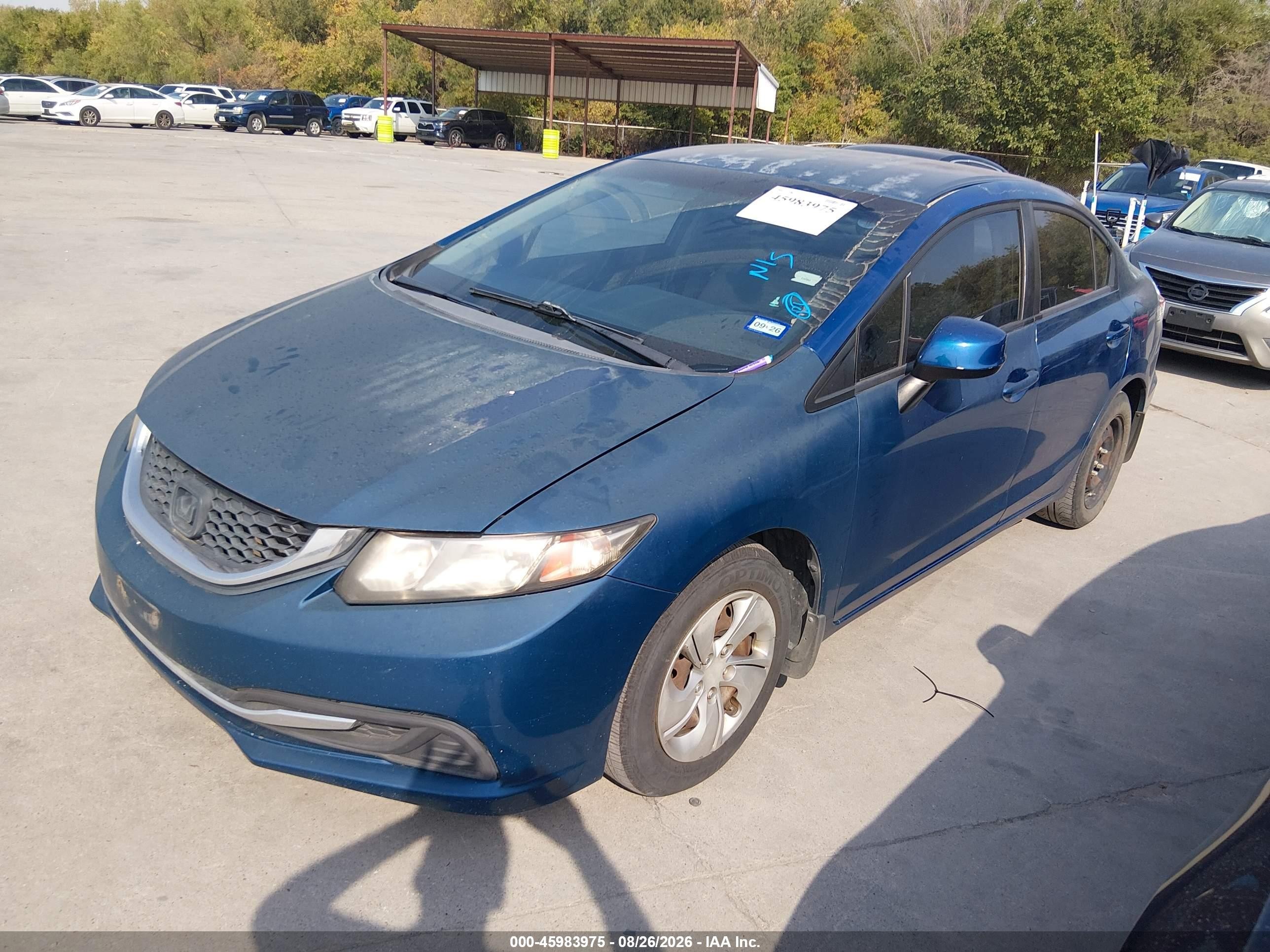 2013 Honda Civic Lx Blue vin: 2HGFB2F57DH570602