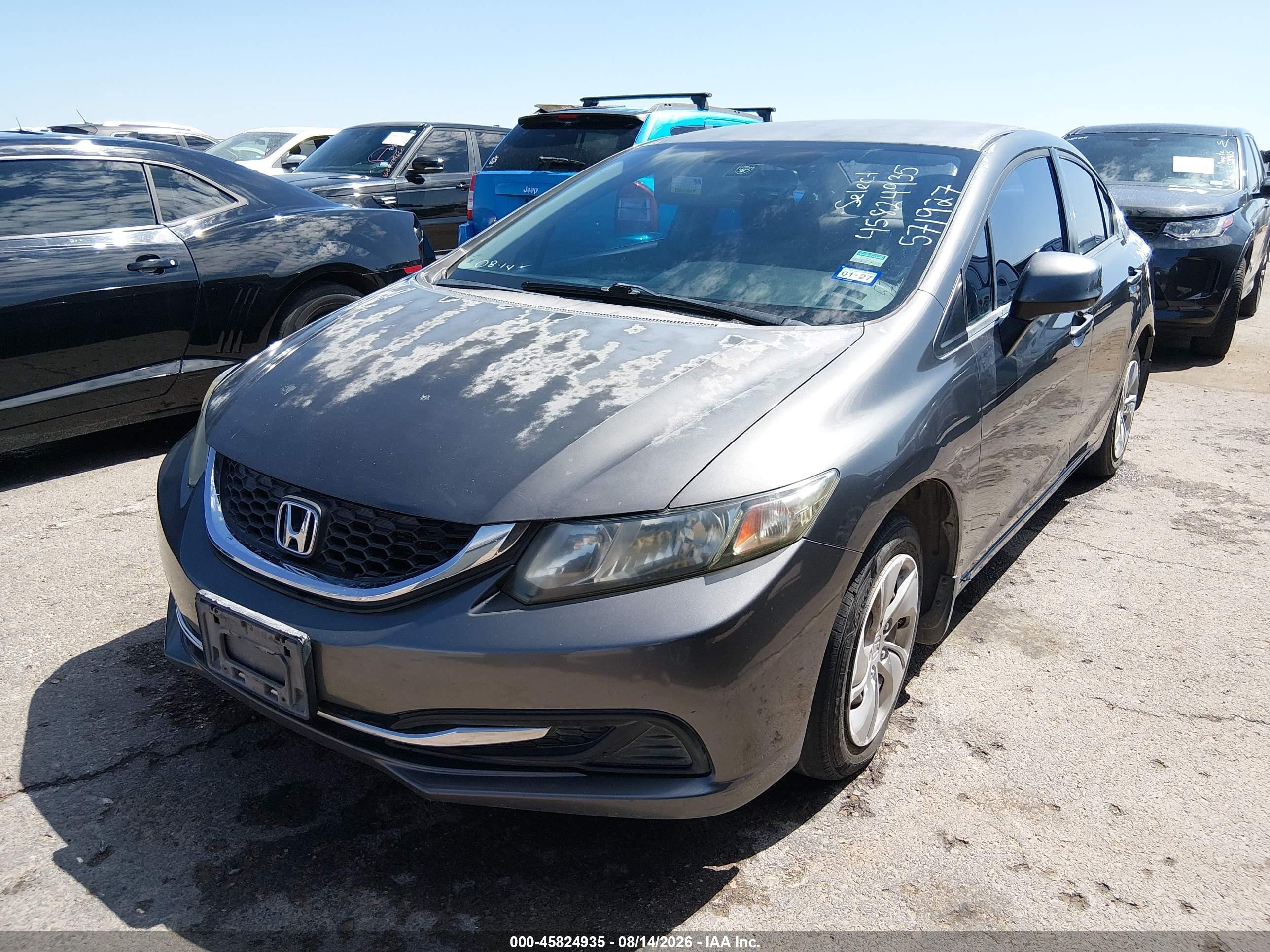 2013 Honda Civic Lx Gray vin: 2HGFB2F57DH571927
