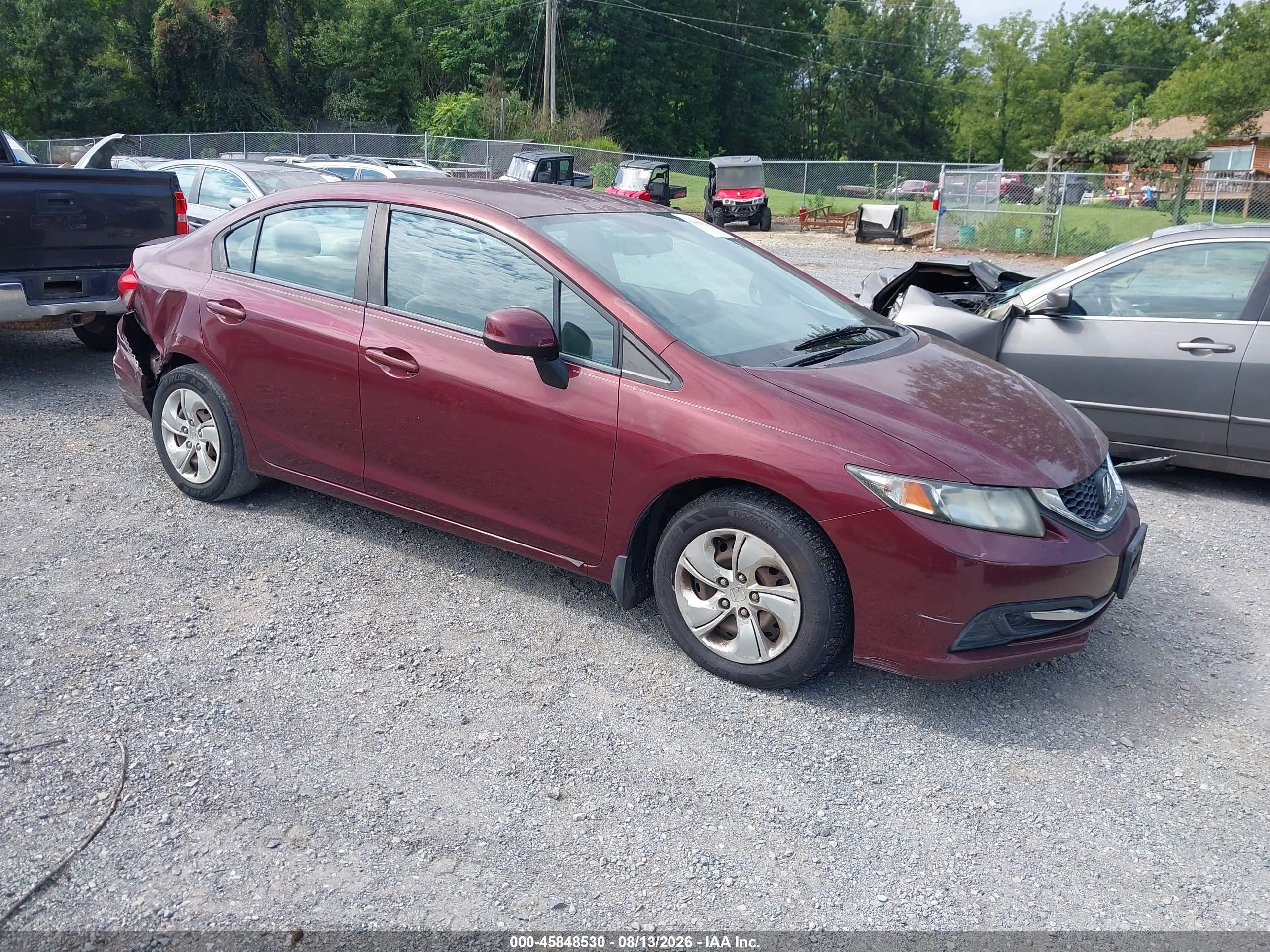 2013 Honda Civic Lx Red vin: 2HGFB2F57DH585147