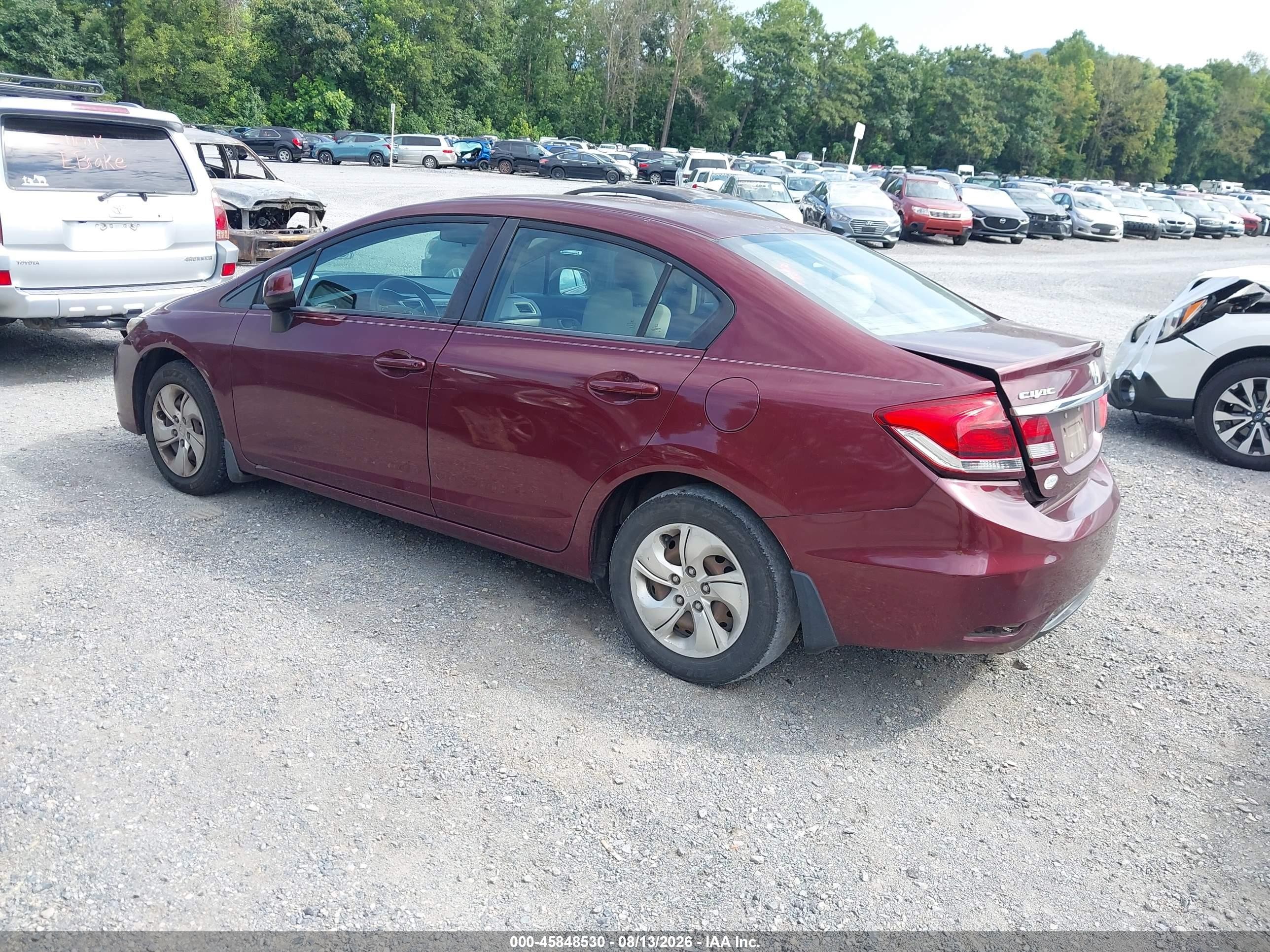 2013 Honda Civic Lx Red vin: 2HGFB2F57DH585147