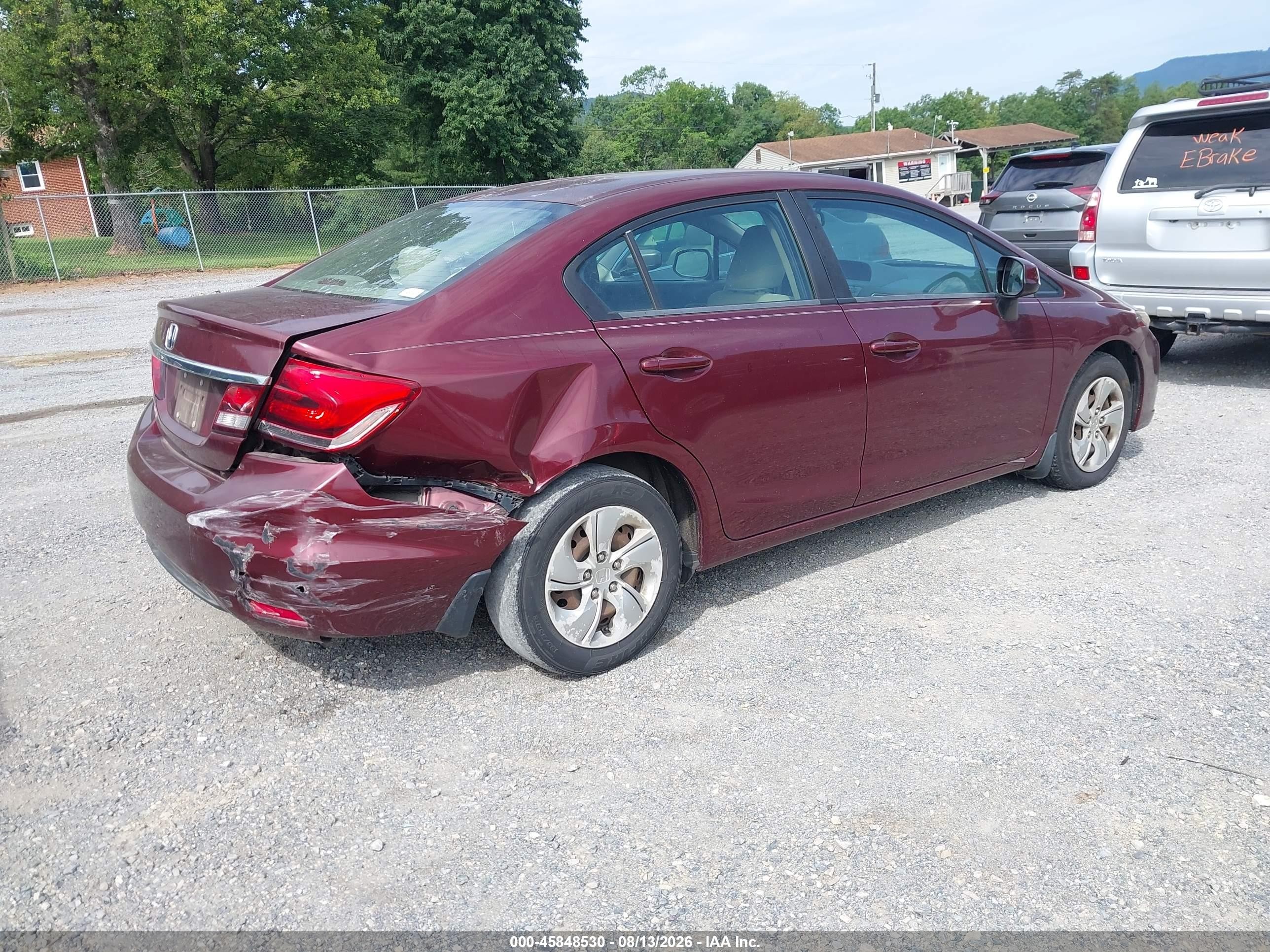 2013 Honda Civic Lx Red vin: 2HGFB2F57DH585147