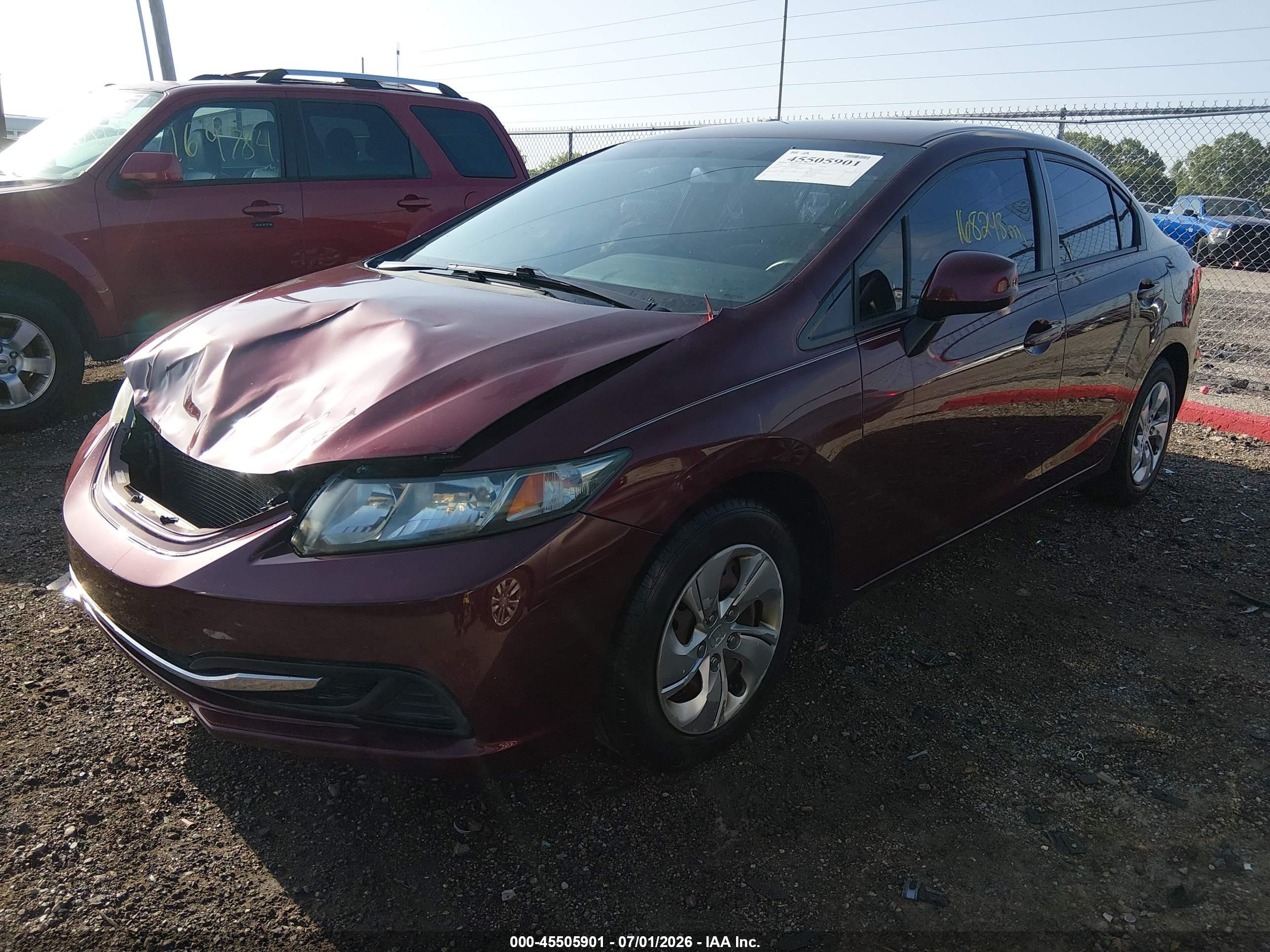 2013 Honda Civic Lx Maroon vin: 2HGFB2F57DH596987