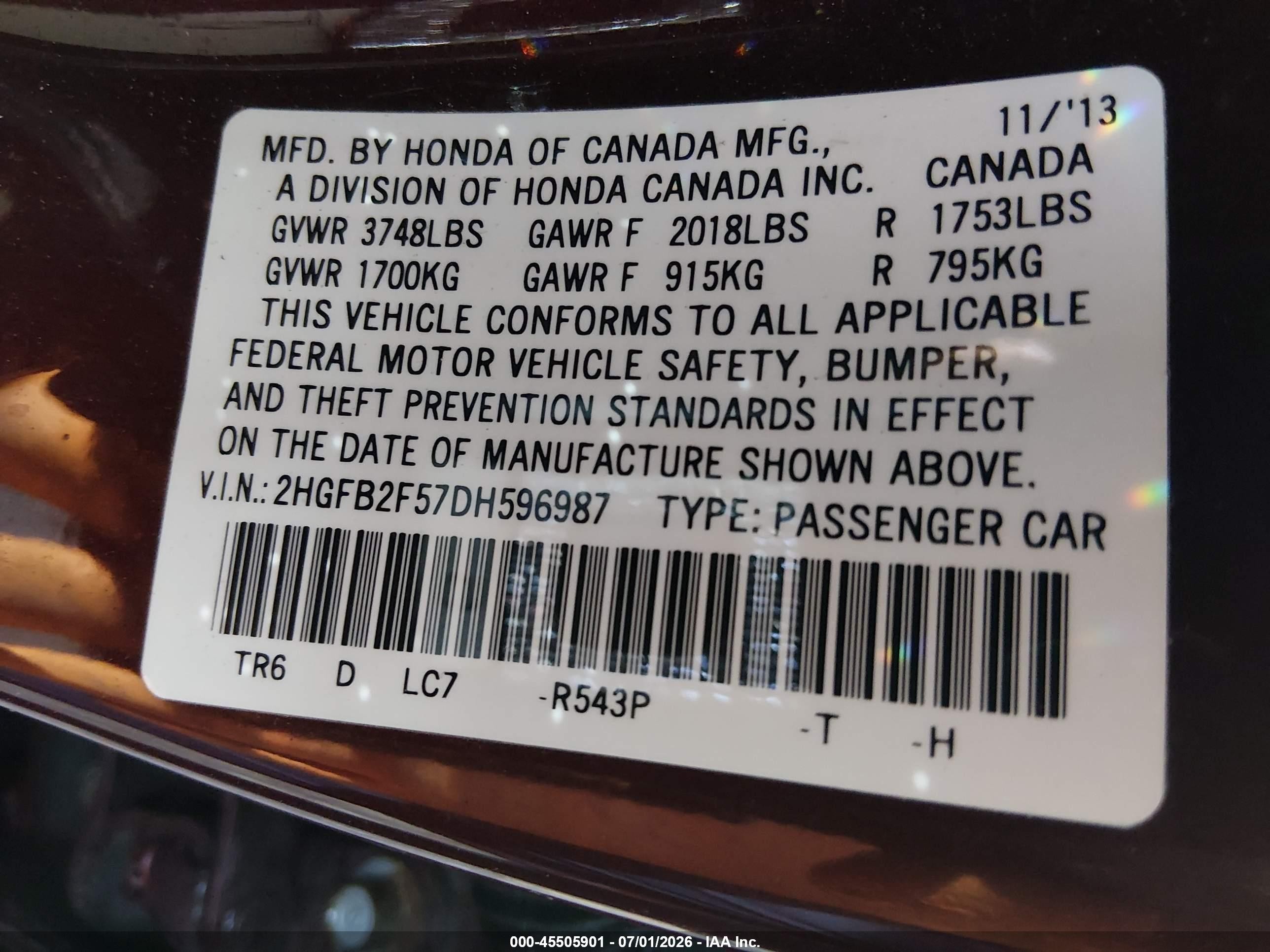 2013 Honda Civic Lx Maroon vin: 2HGFB2F57DH596987