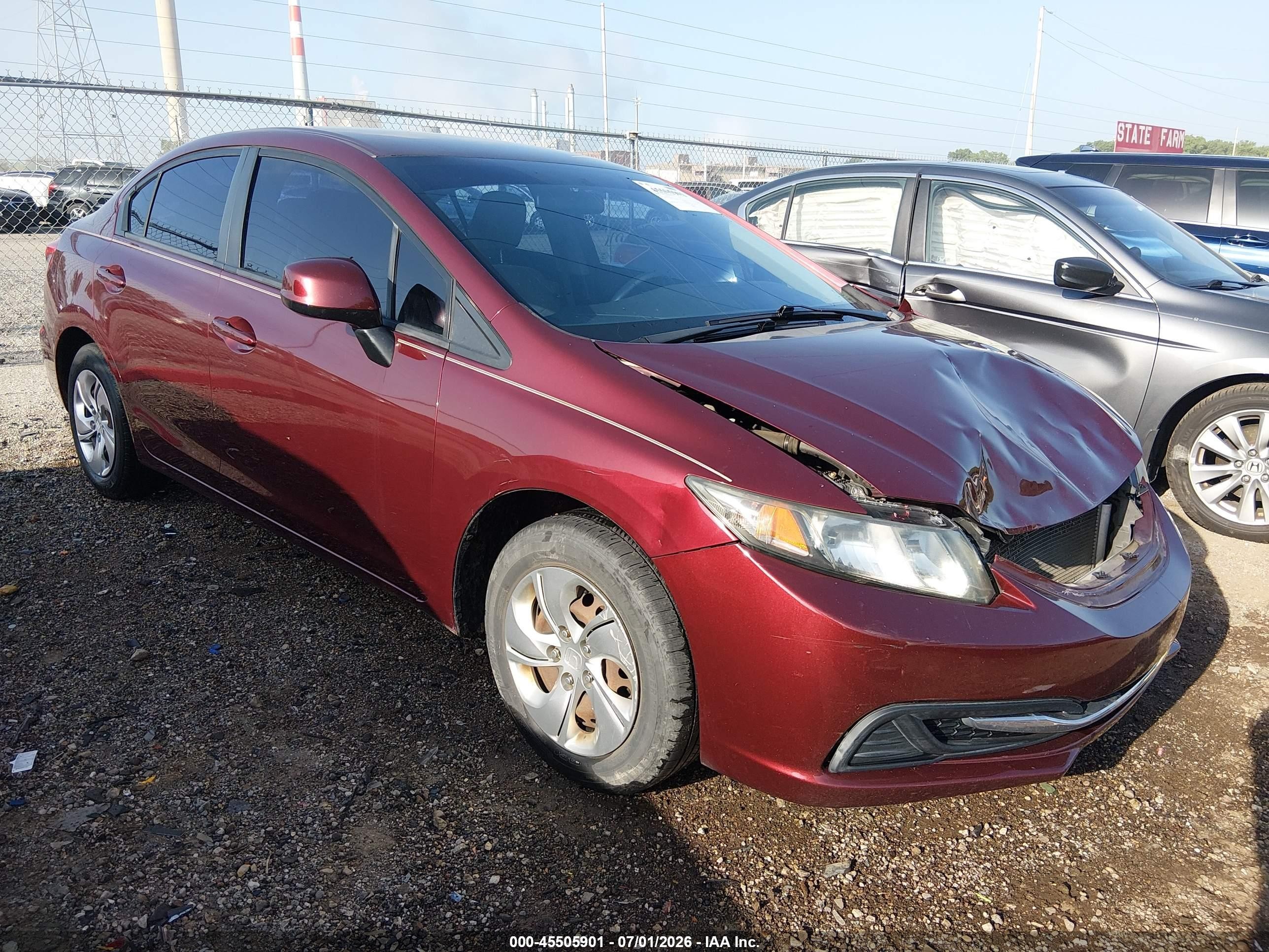 2013 Honda Civic Lx Maroon vin: 2HGFB2F57DH596987