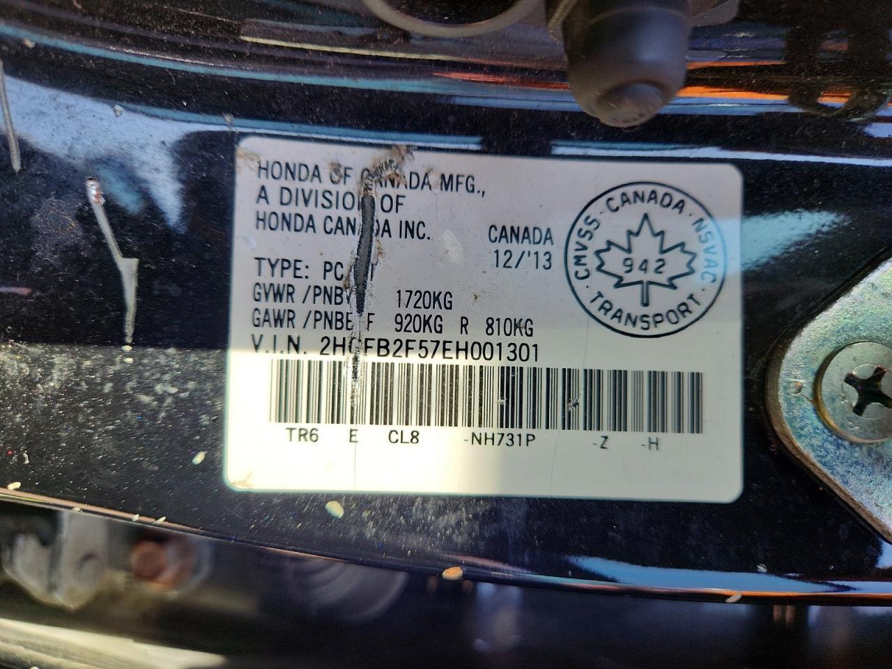2014 Honda Civic Lx Black vin: 2HGFB2F57EH001301