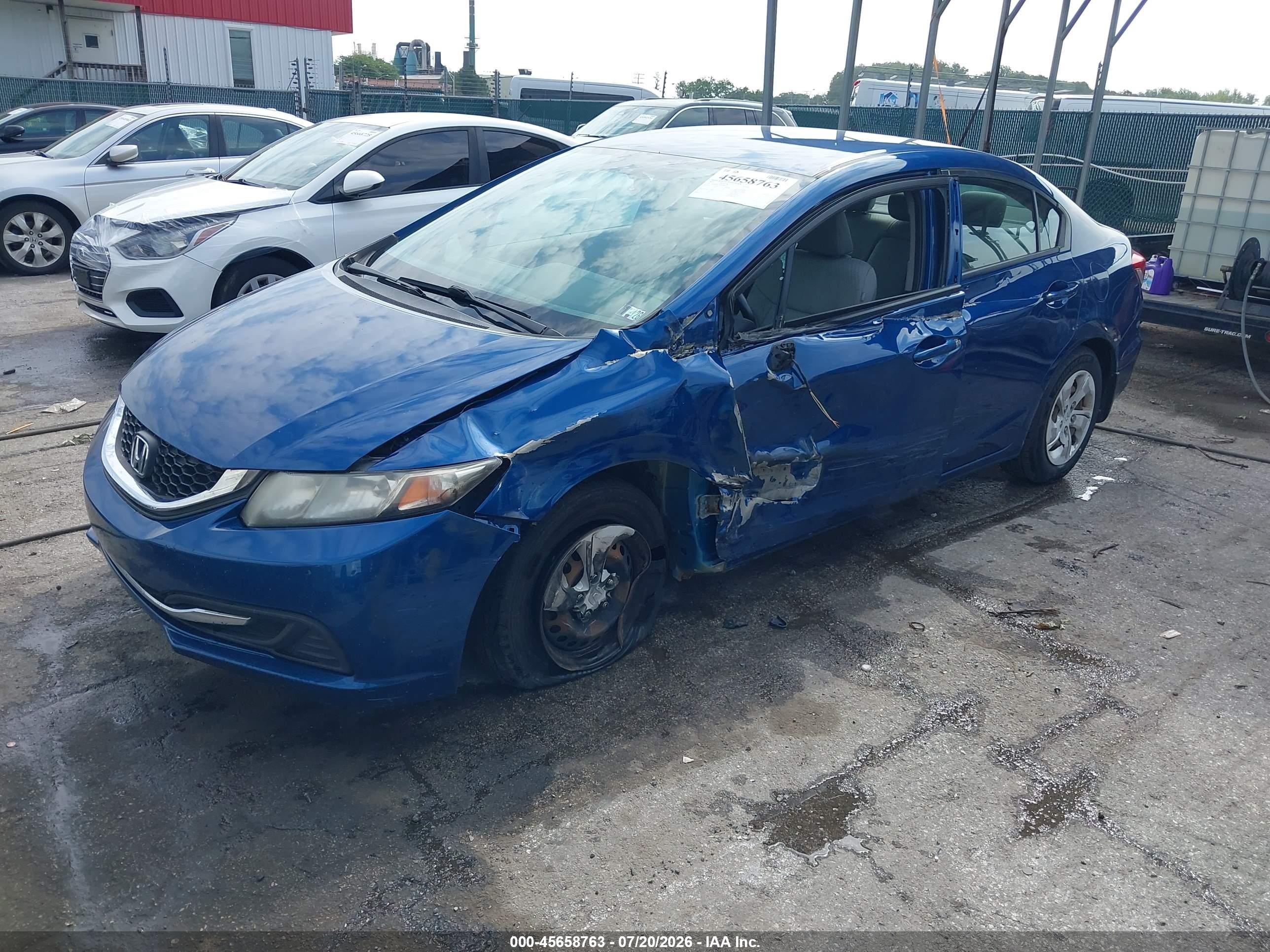2014 Honda Civic Lx Синий vin: 2HGFB2F57EH540453