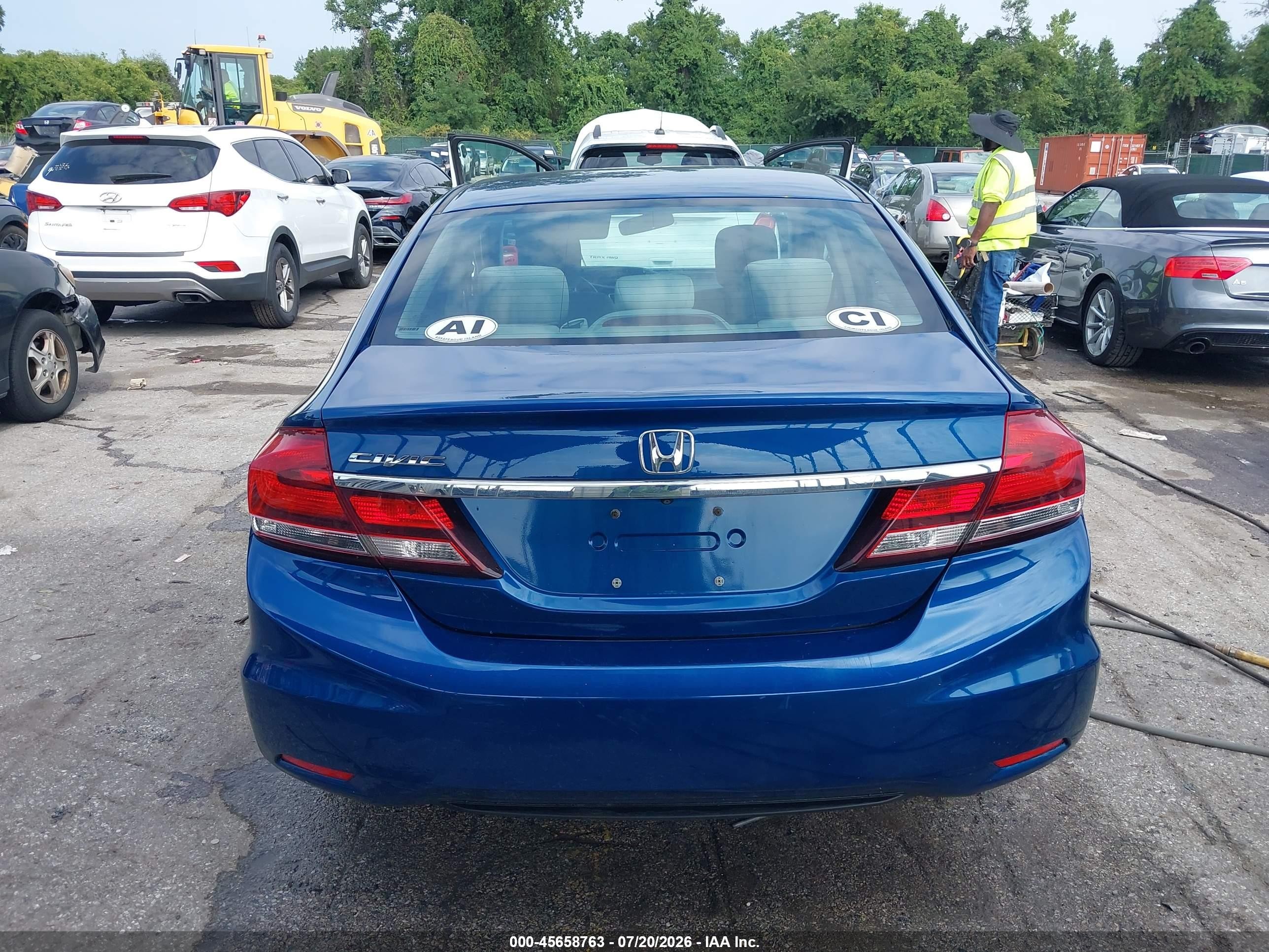 2014 Honda Civic Lx Синий vin: 2HGFB2F57EH540453