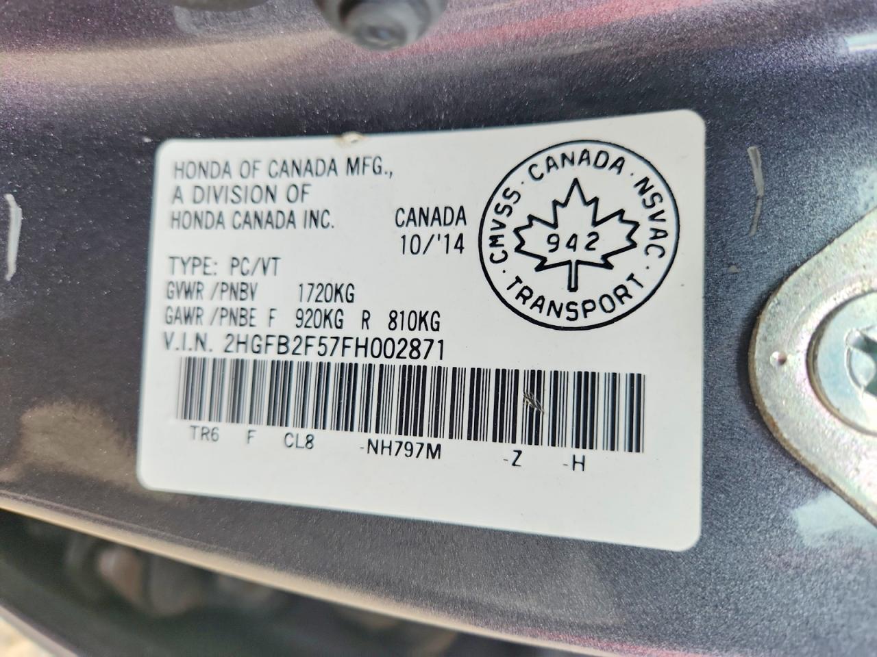 2015 Honda Civic Lx Gray vin: 2HGFB2F57FH002871