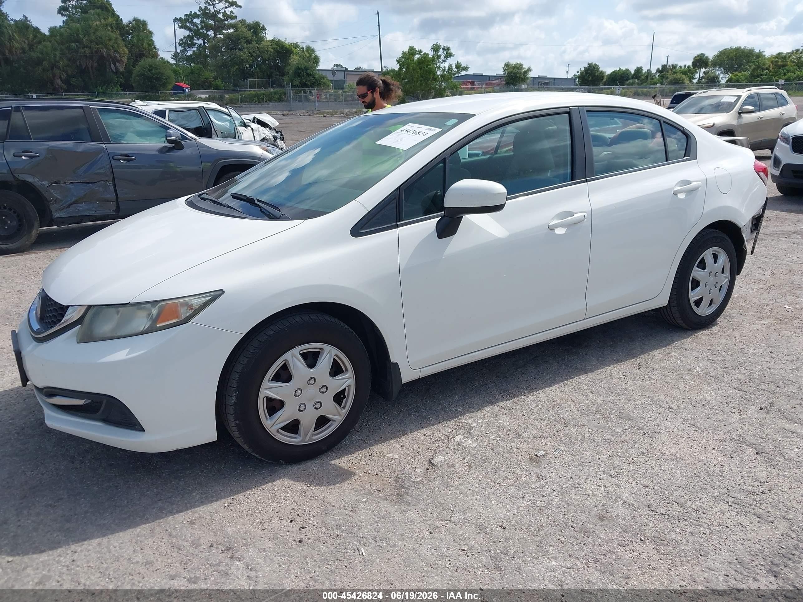 2015 Honda Civic Lx White vin: 2HGFB2F57FH546030