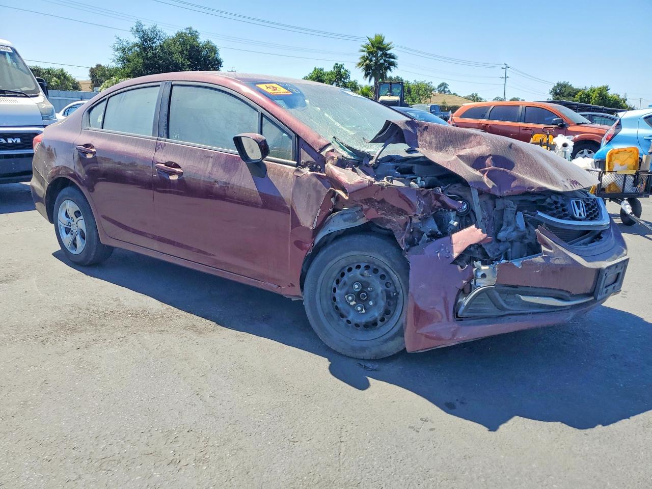 2015 Honda Civic Lx Burgundy vin: 2HGFB2F57FH555648