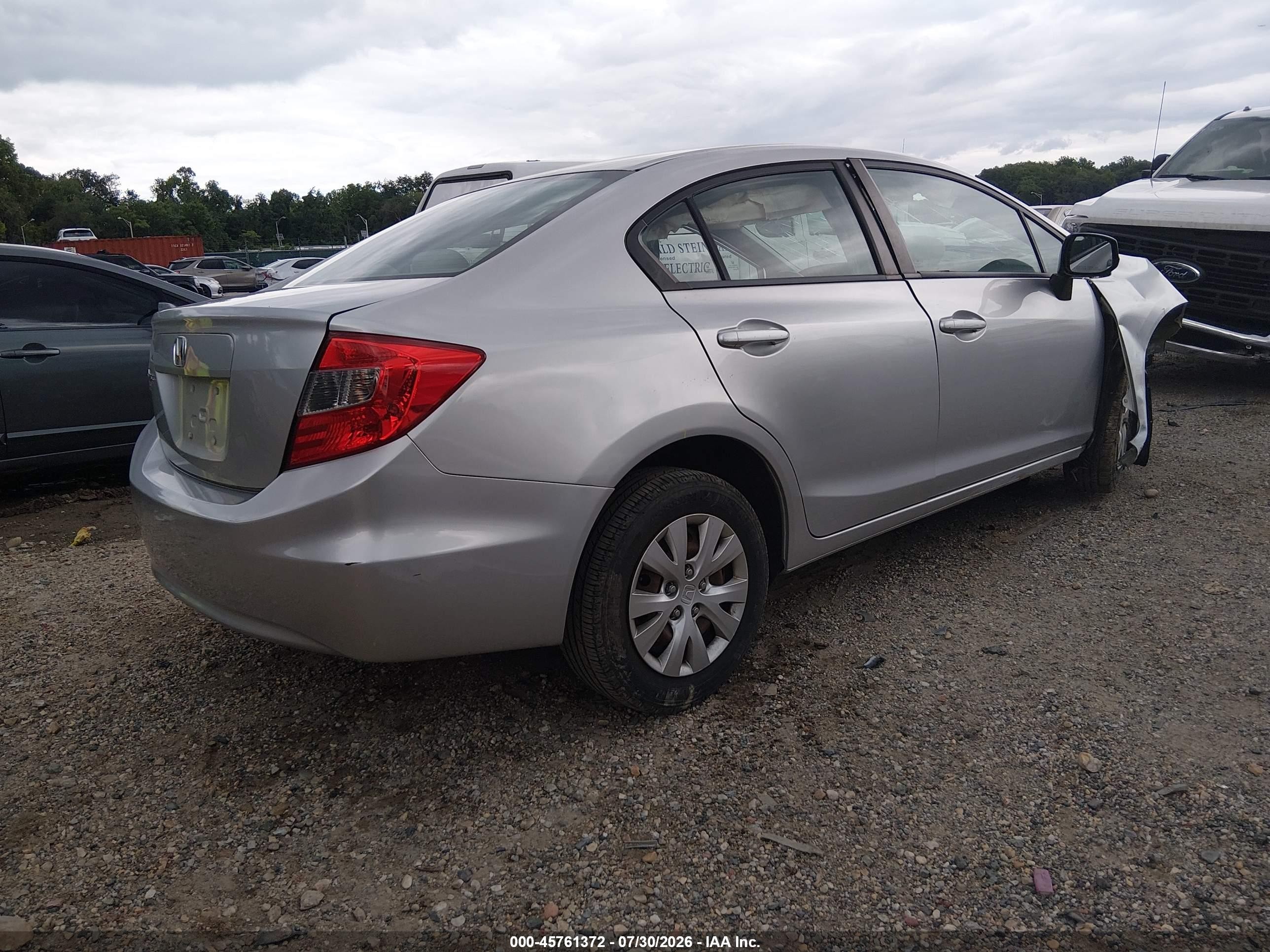 2012 Honda Civic Lx Silver vin: 2HGFB2F58CH308988