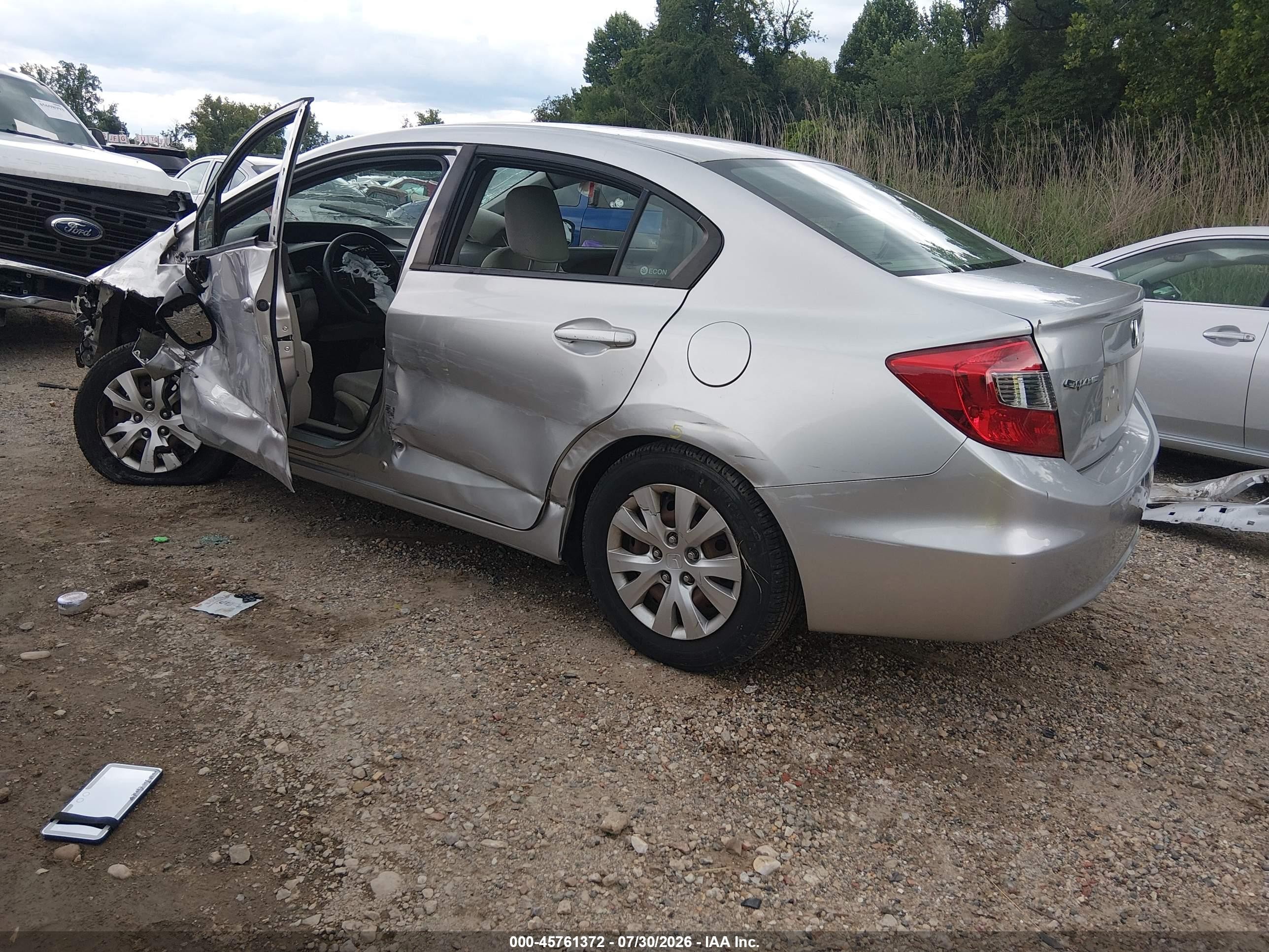 2012 Honda Civic Lx Silver vin: 2HGFB2F58CH308988